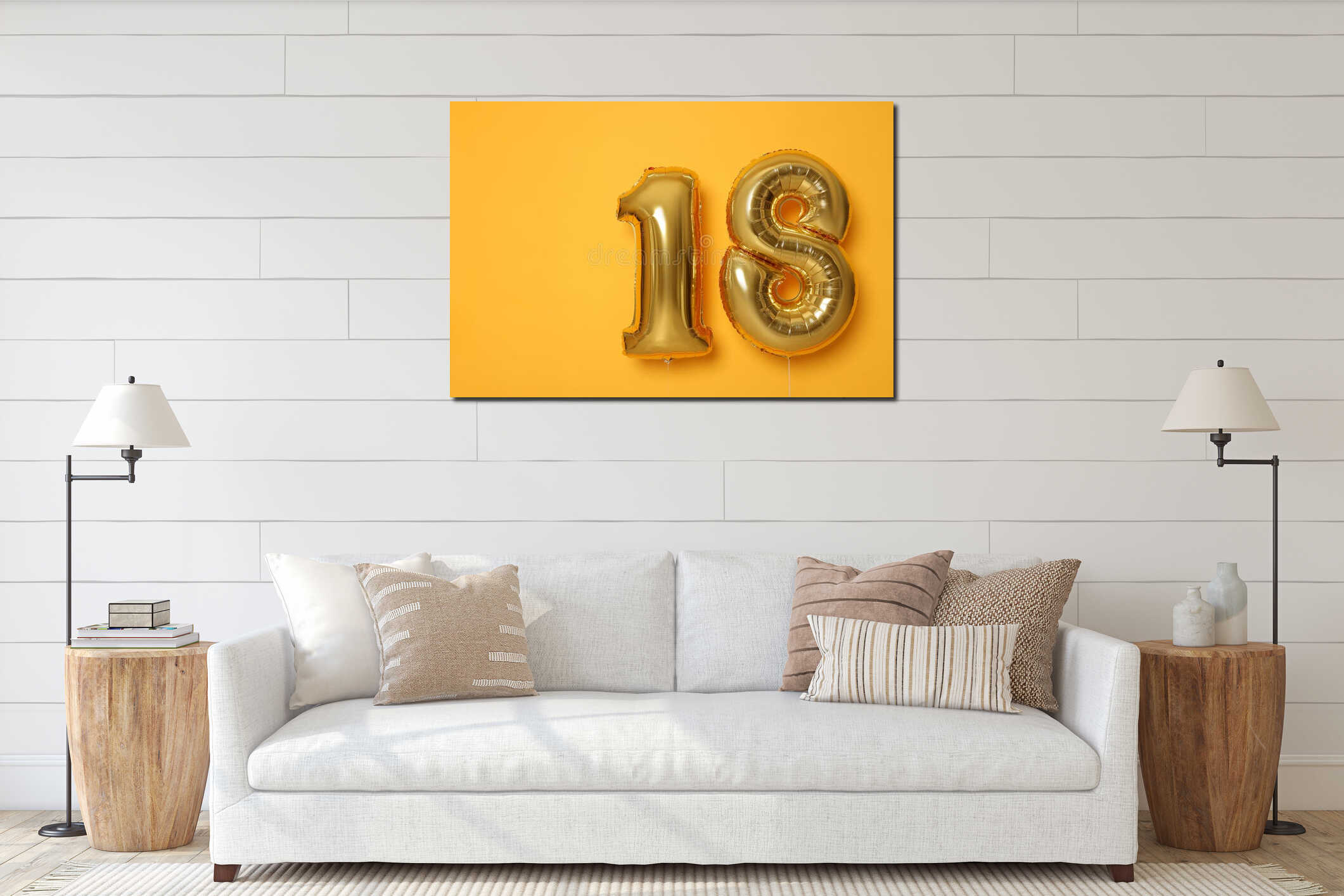 Canvas hanging interior mockup