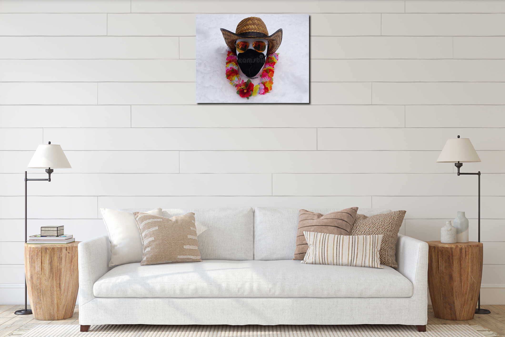 Canvas hanging interior mockup