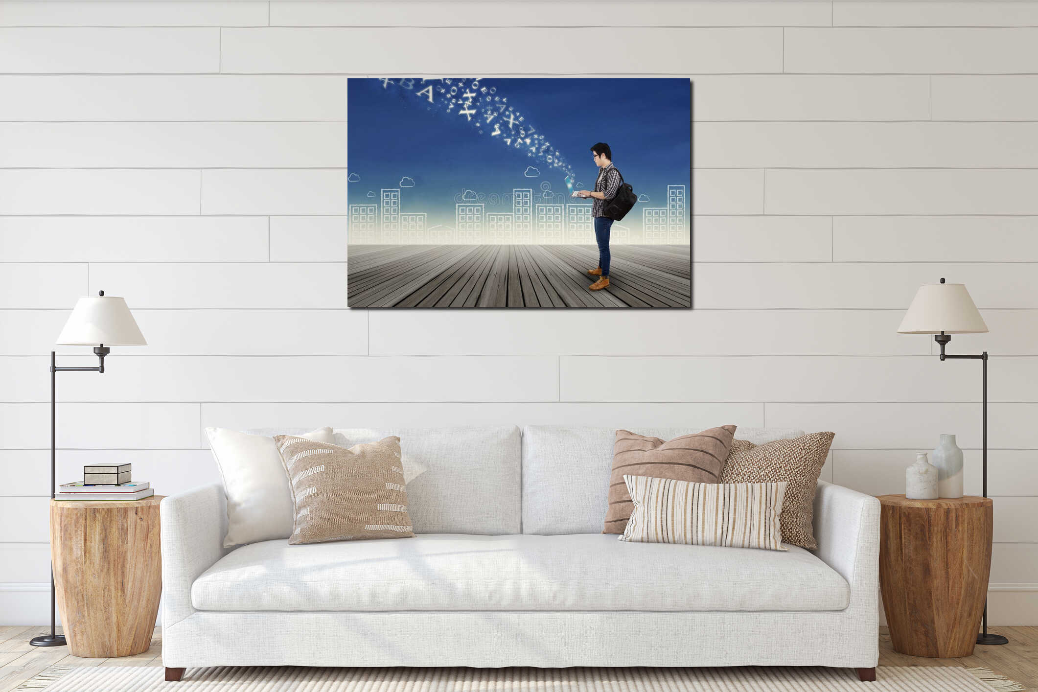 Canvas hanging interior mockup