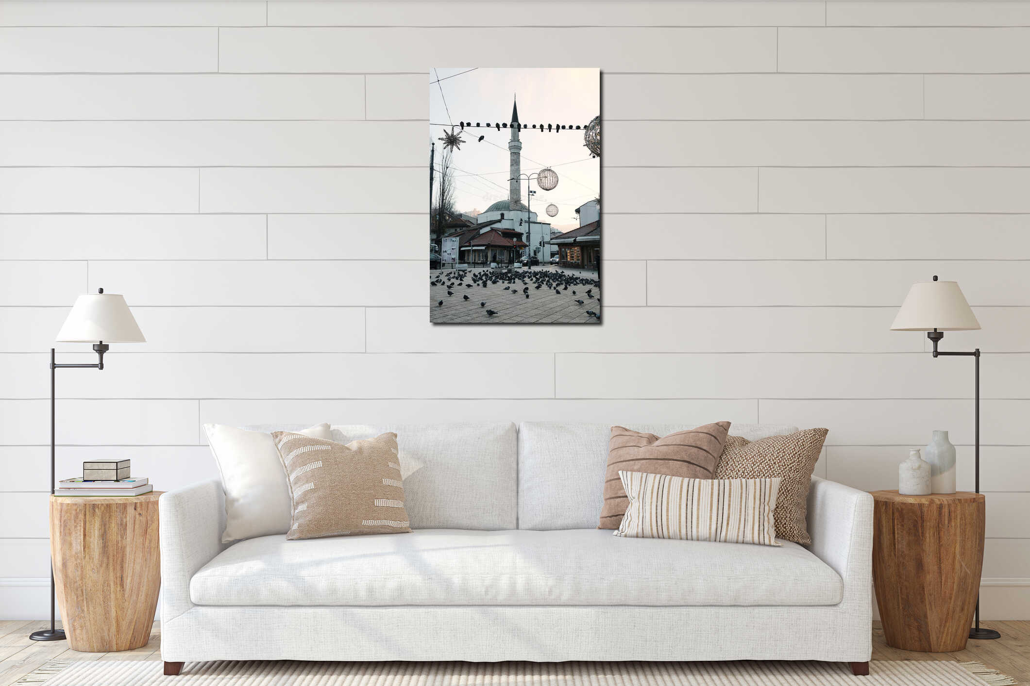 Canvas hanging interior mockup