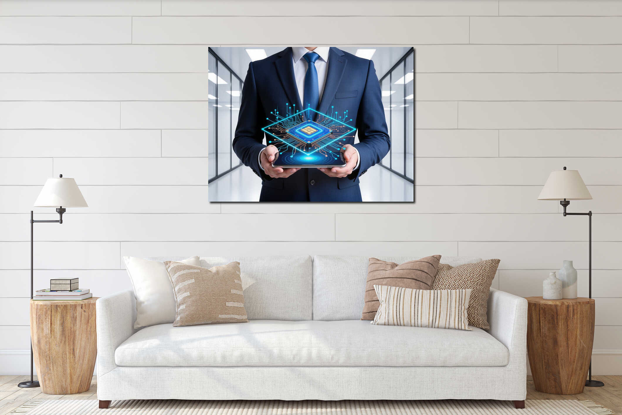 Canvas hanging interior mockup