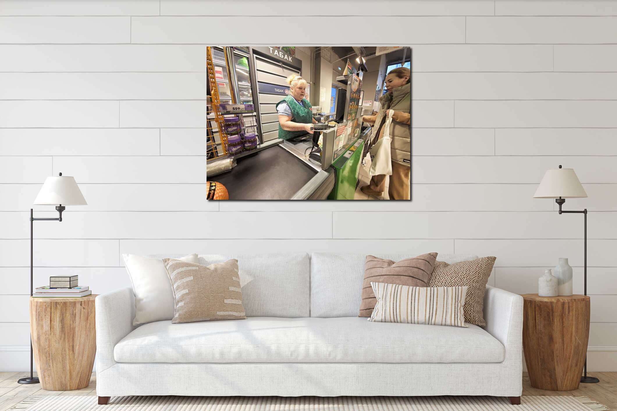 Canvas hanging interior mockup
