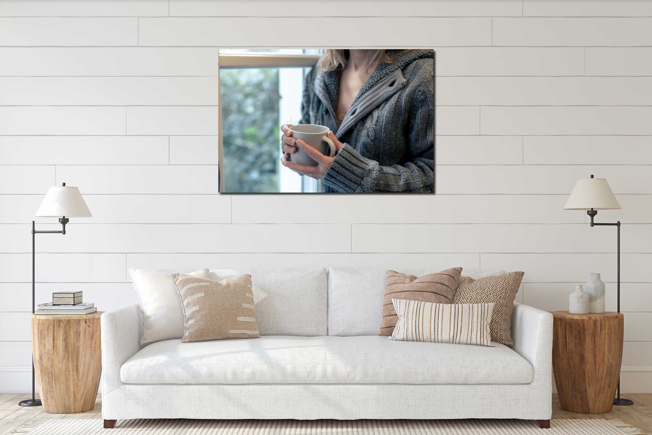 Canvas hanging interior mockup
