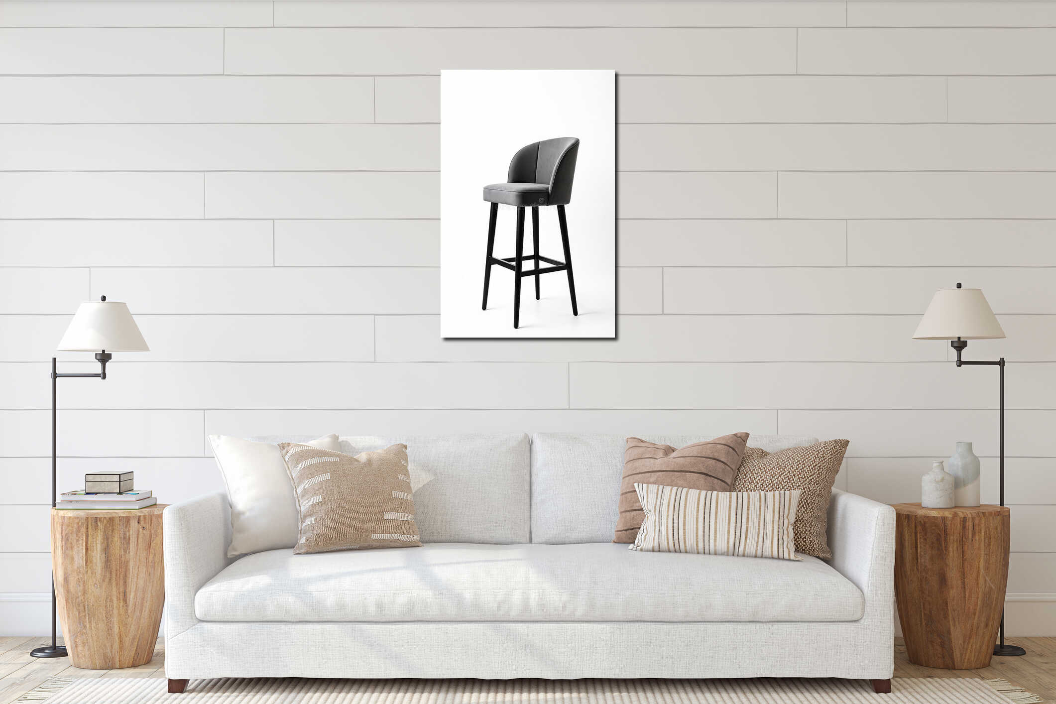 Canvas hanging interior mockup