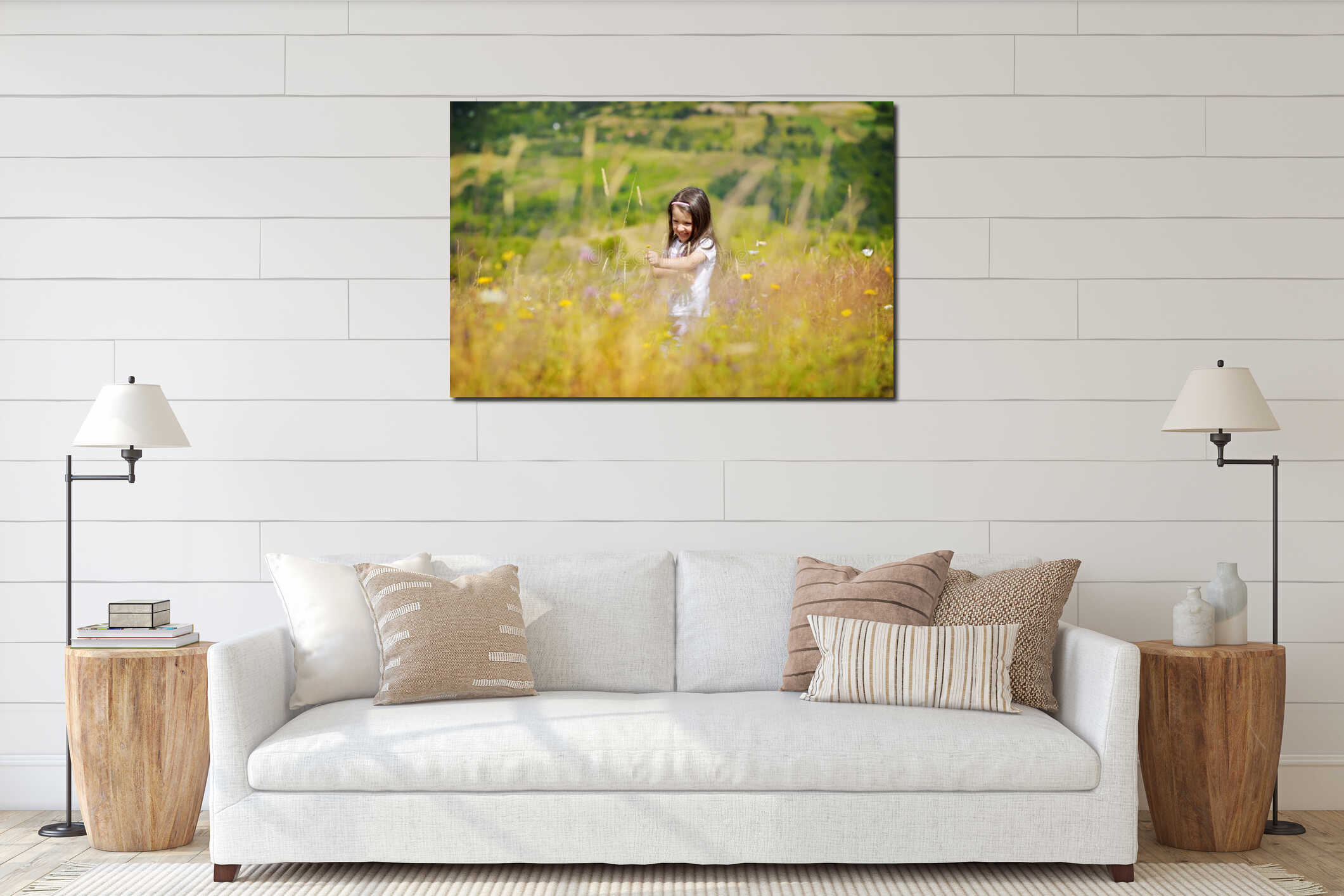 Canvas hanging interior mockup