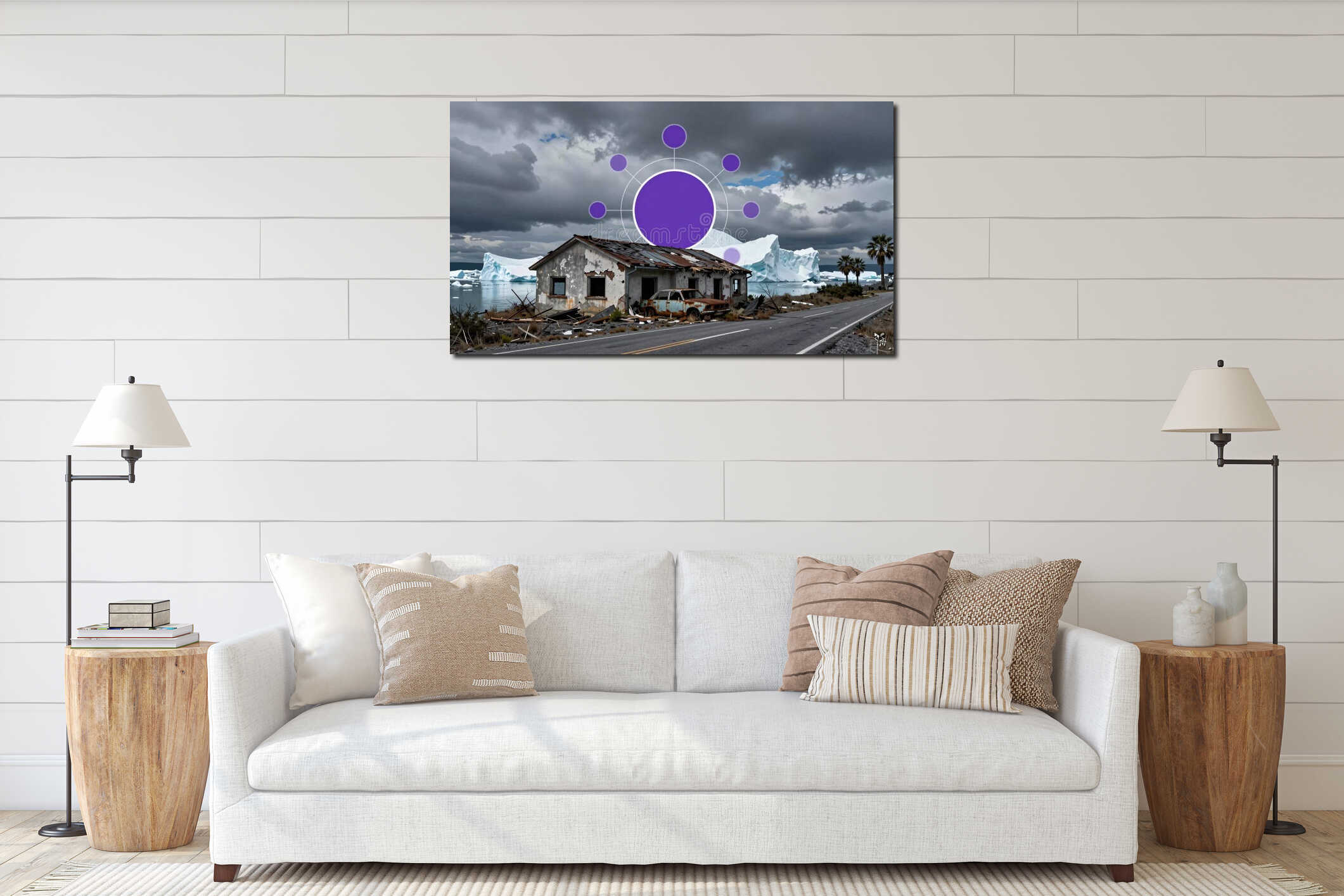 Canvas hanging interior mockup