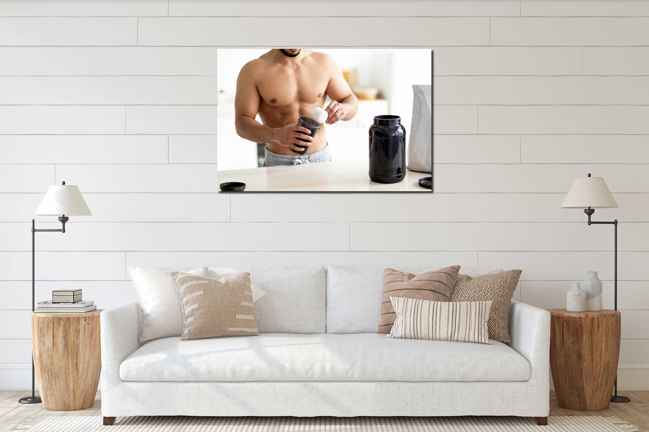 Canvas hanging interior mockup