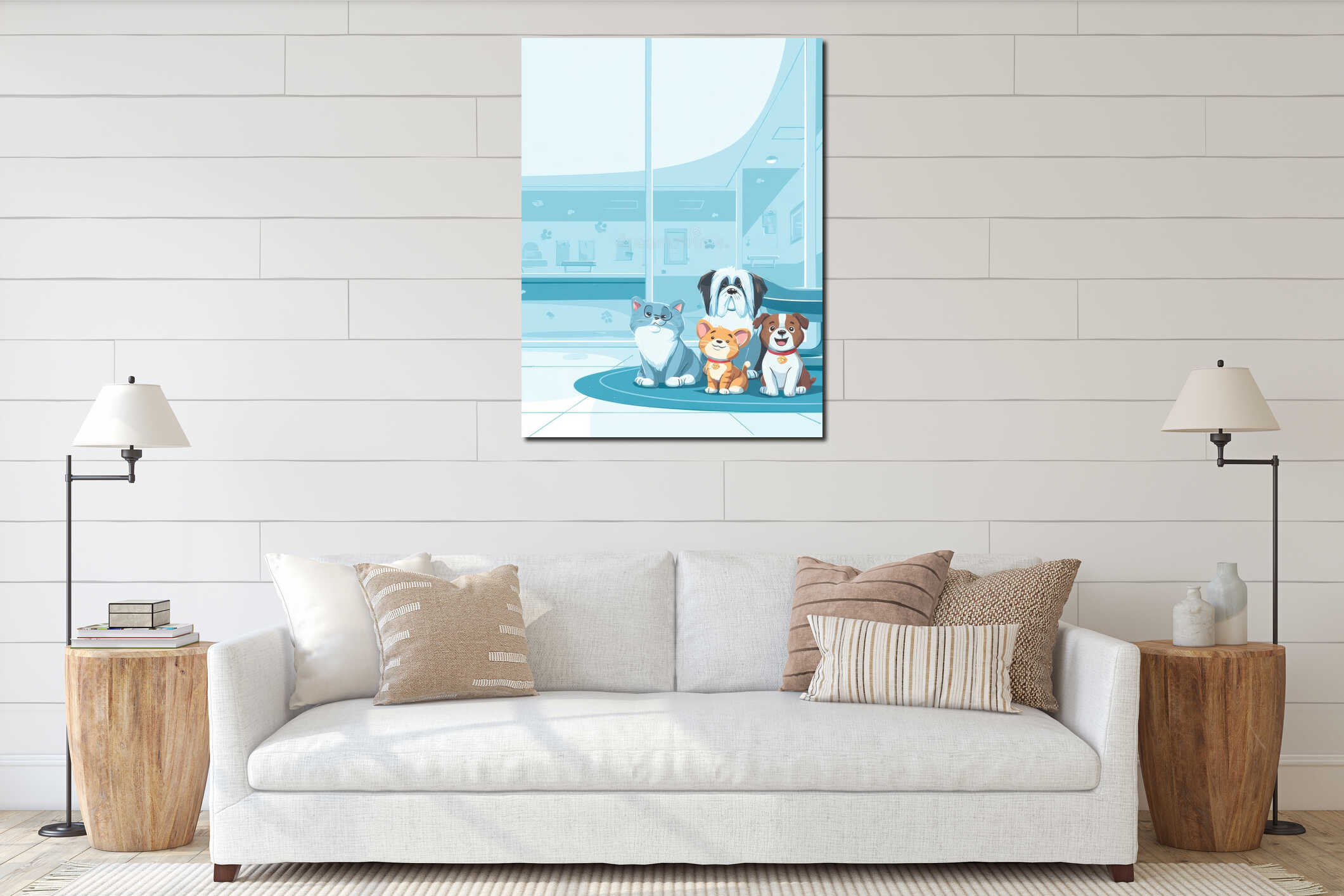 Canvas hanging interior mockup