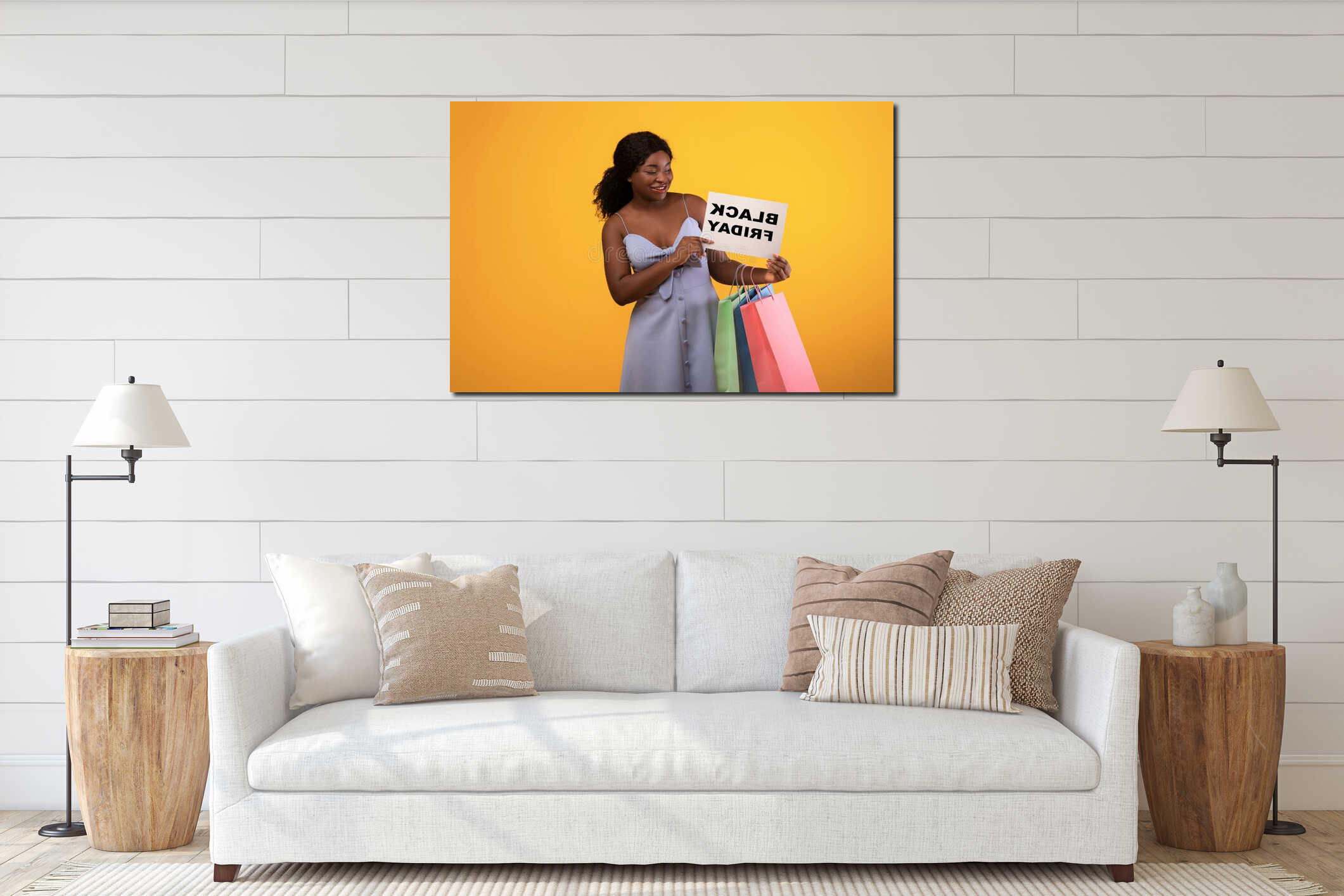 Canvas hanging interior mockup