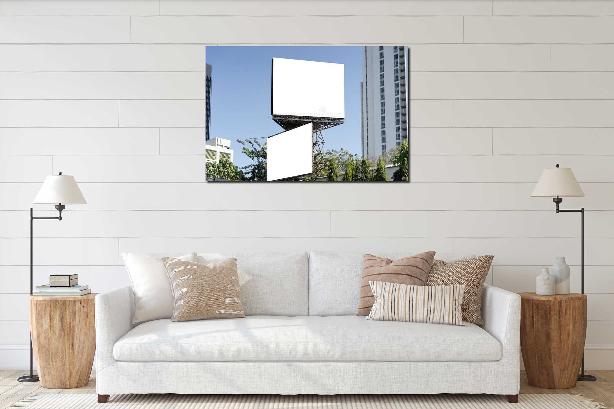 Canvas hanging interior mockup