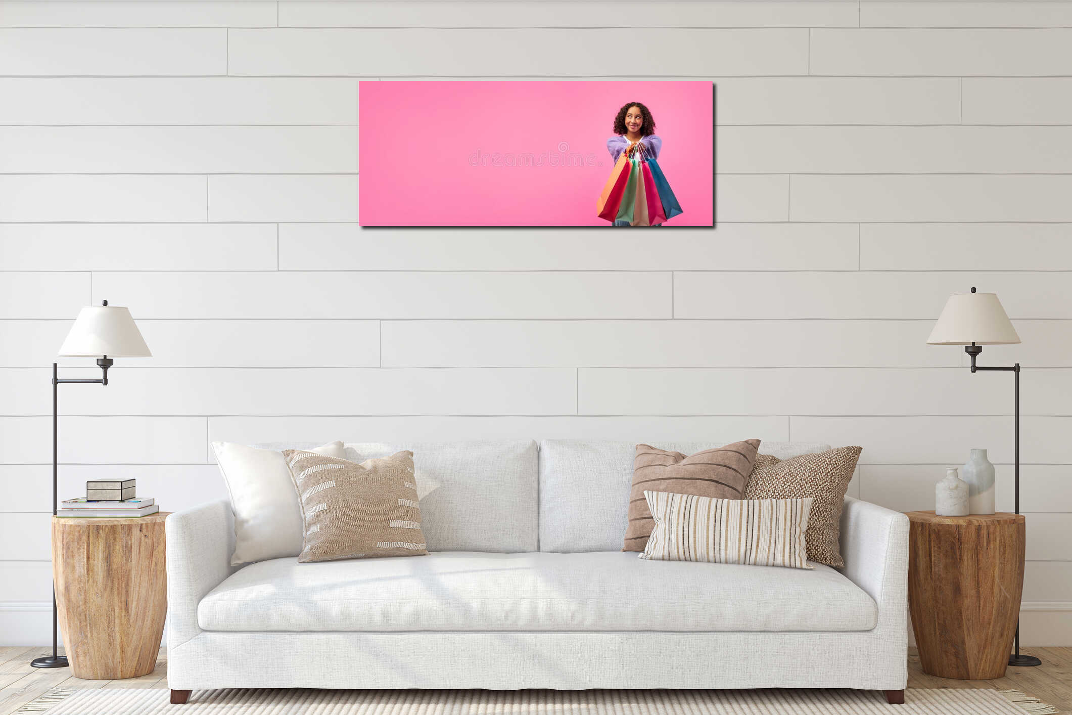 Canvas hanging interior mockup