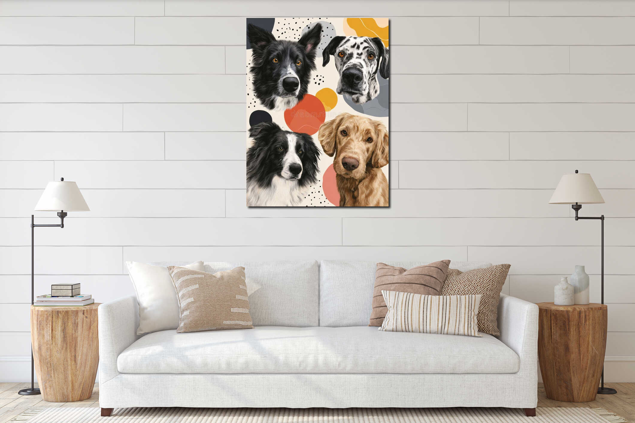 Canvas hanging interior mockup