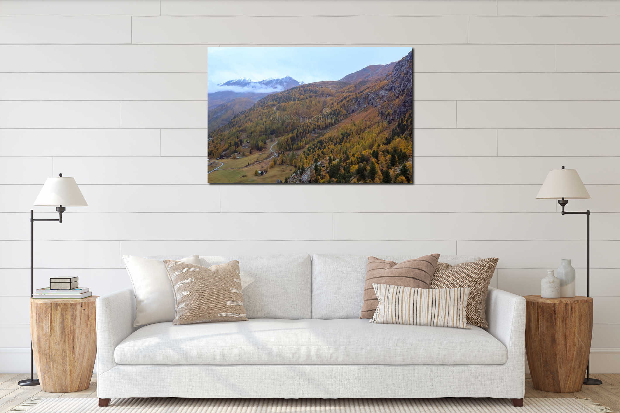 Canvas hanging interior mockup