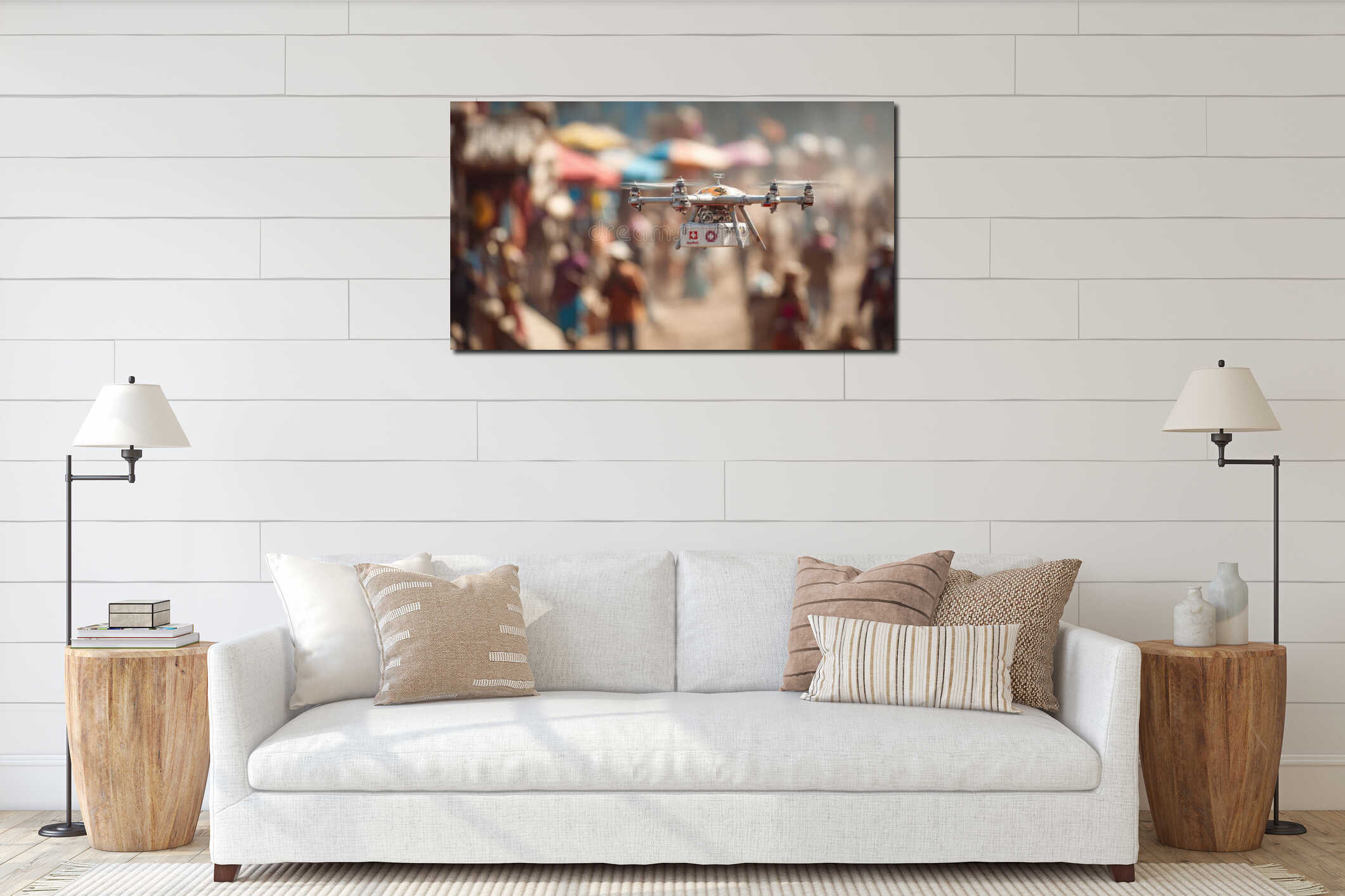 Canvas hanging interior mockup
