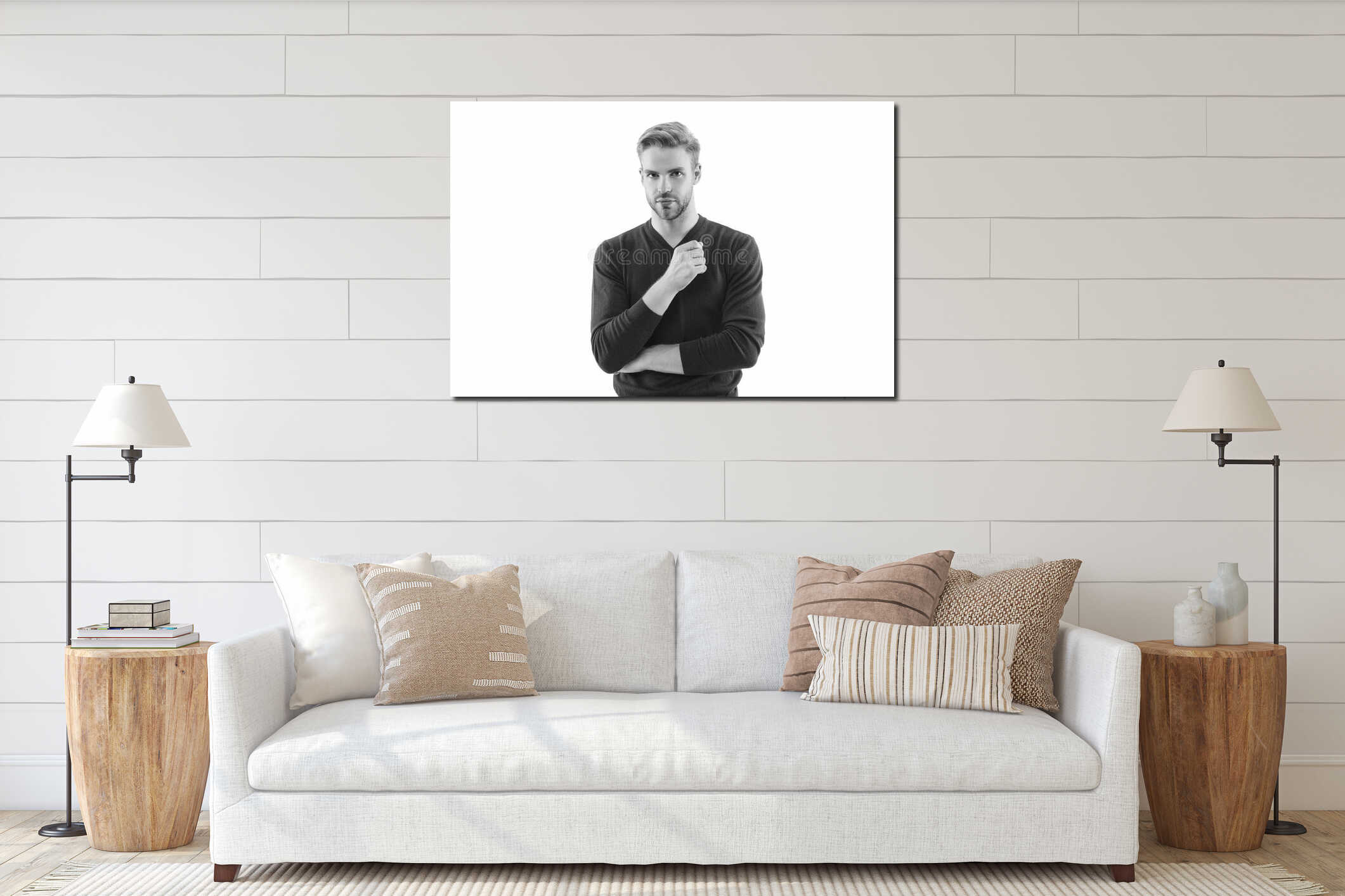 Canvas hanging interior mockup