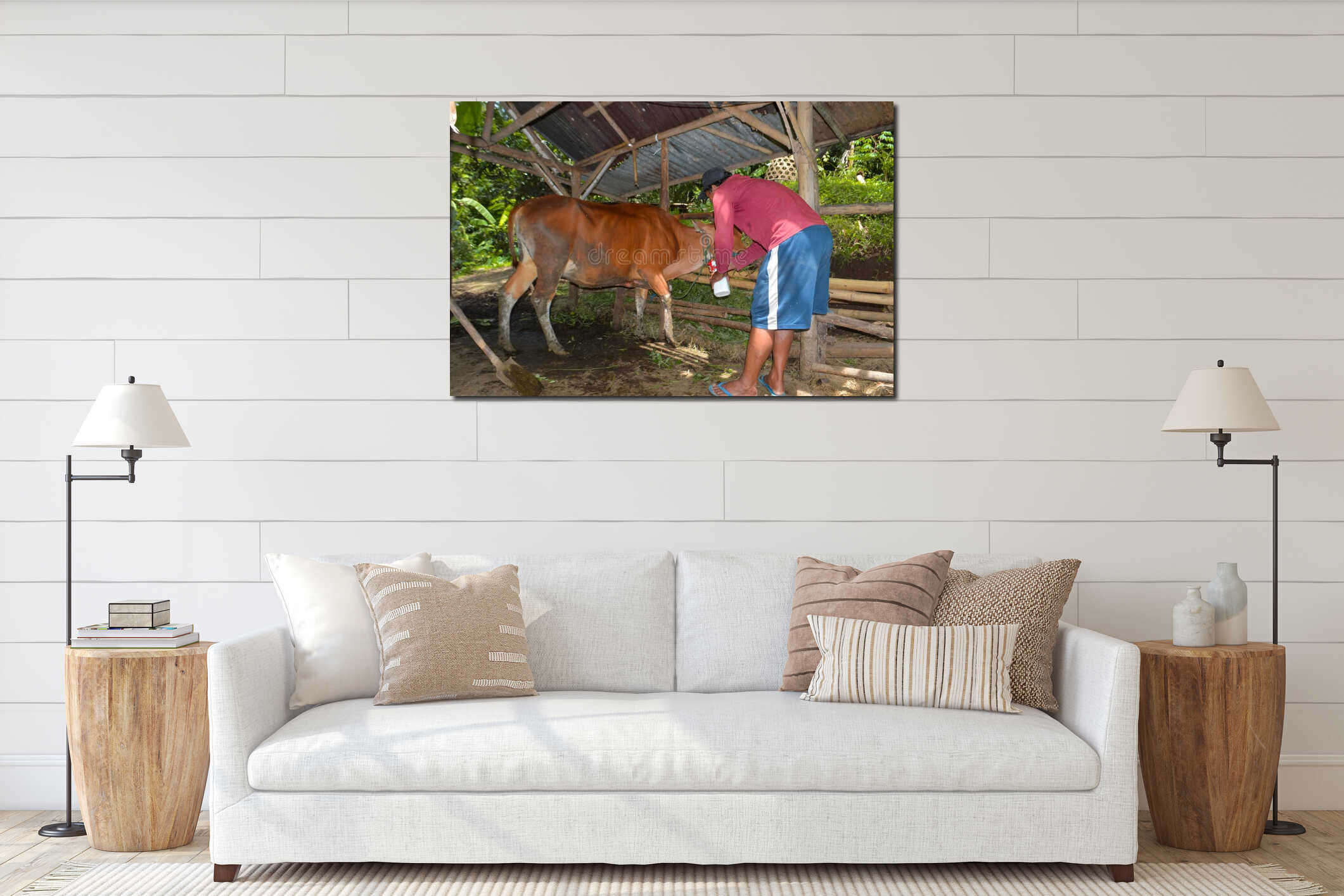 Canvas hanging interior mockup