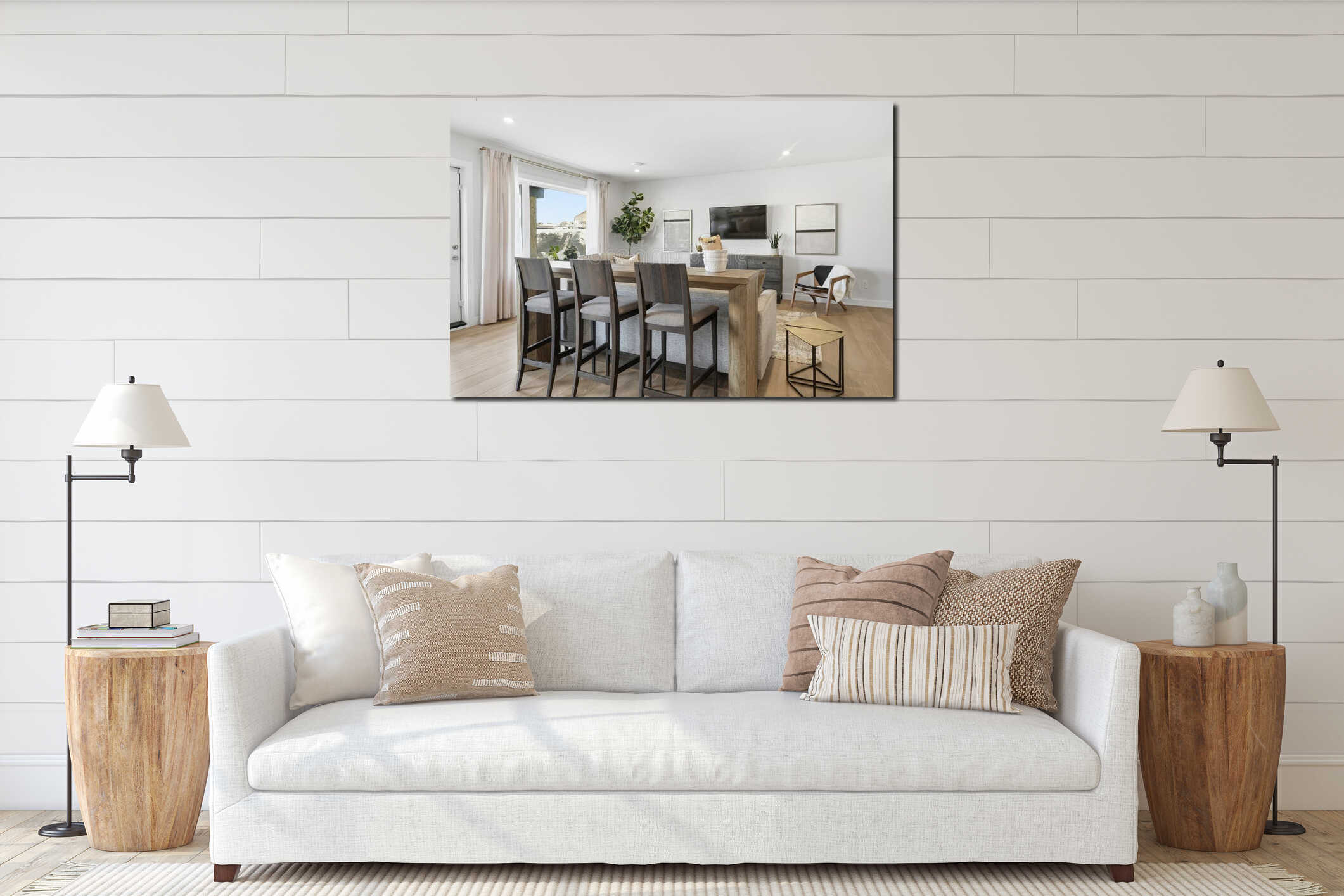 Canvas hanging interior mockup