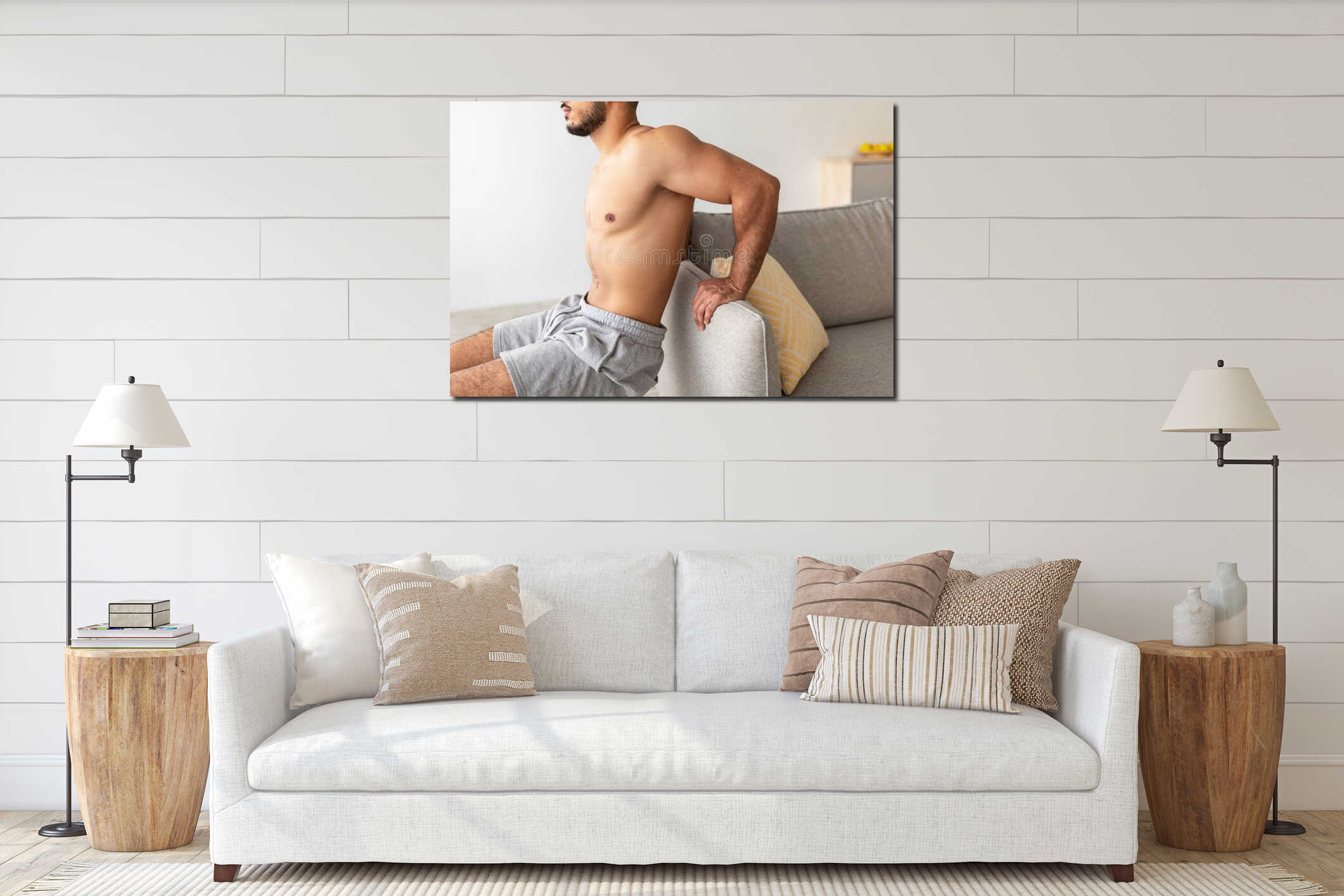 Canvas hanging interior mockup