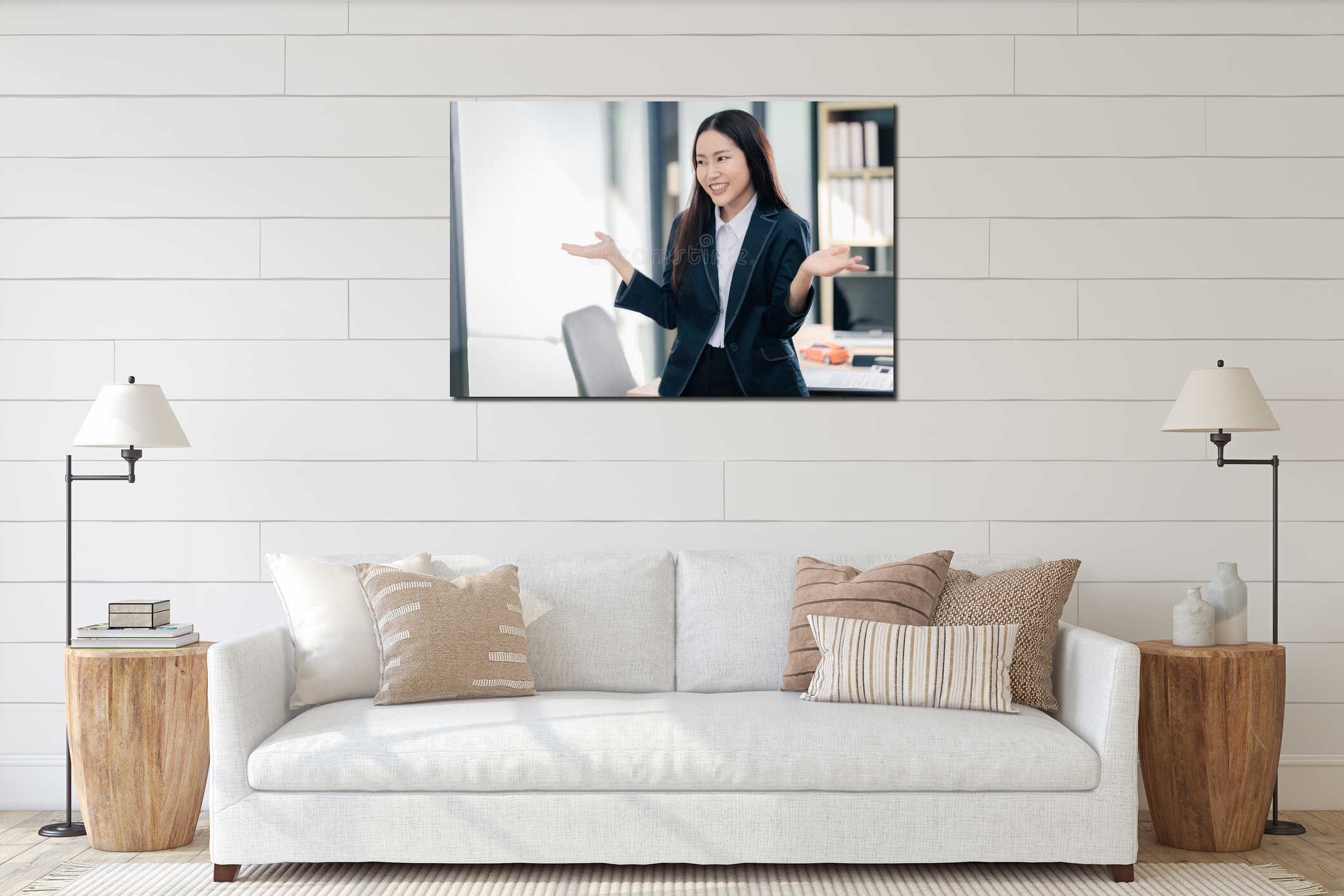 Canvas hanging interior mockup