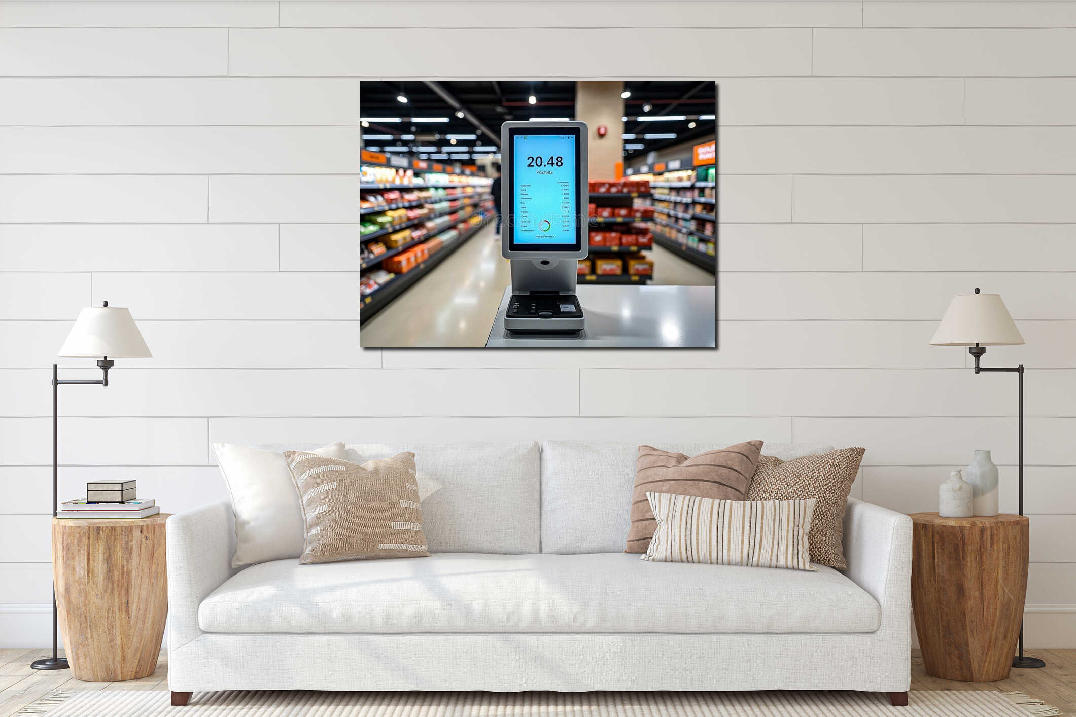 Canvas hanging interior mockup