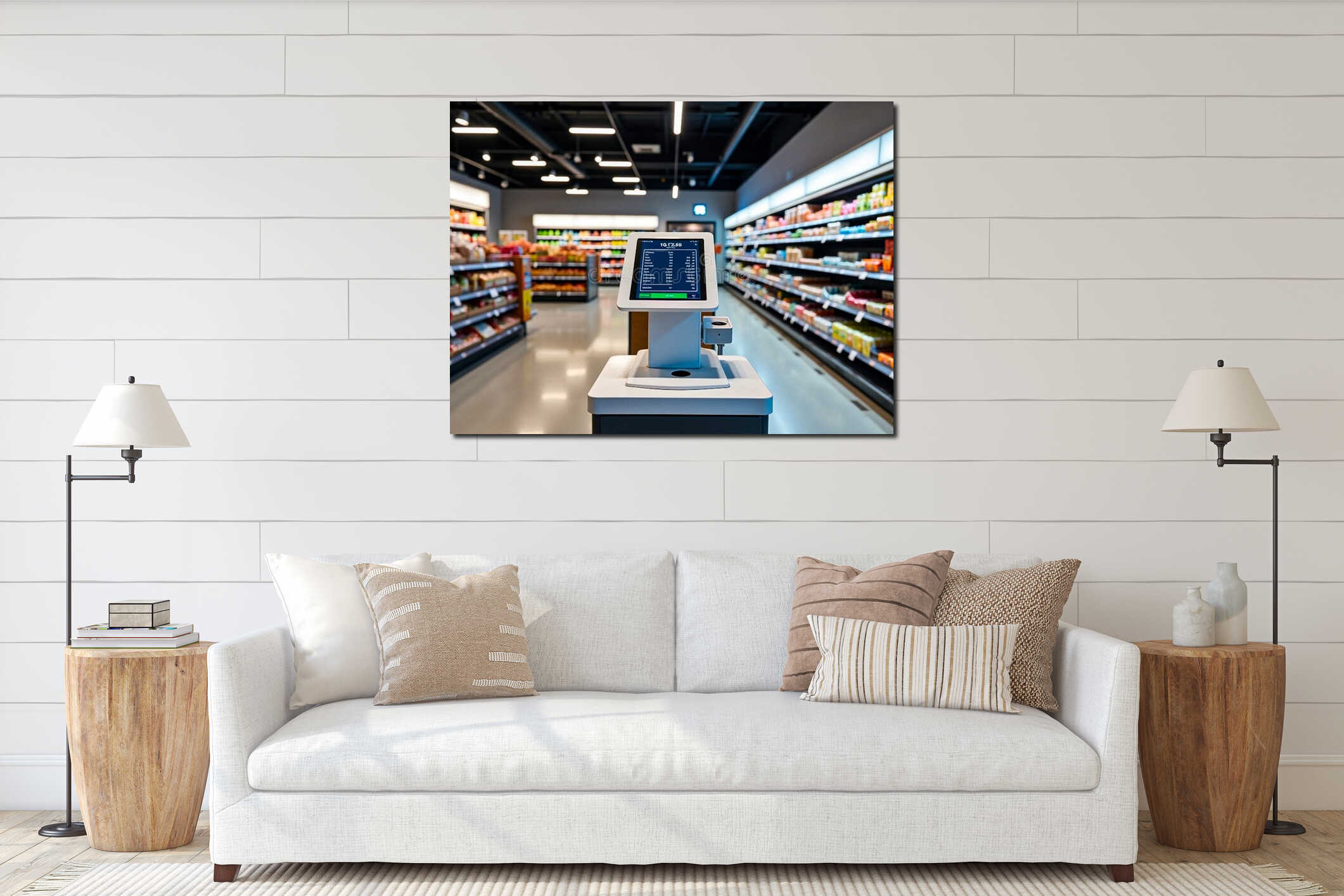 Canvas hanging interior mockup
