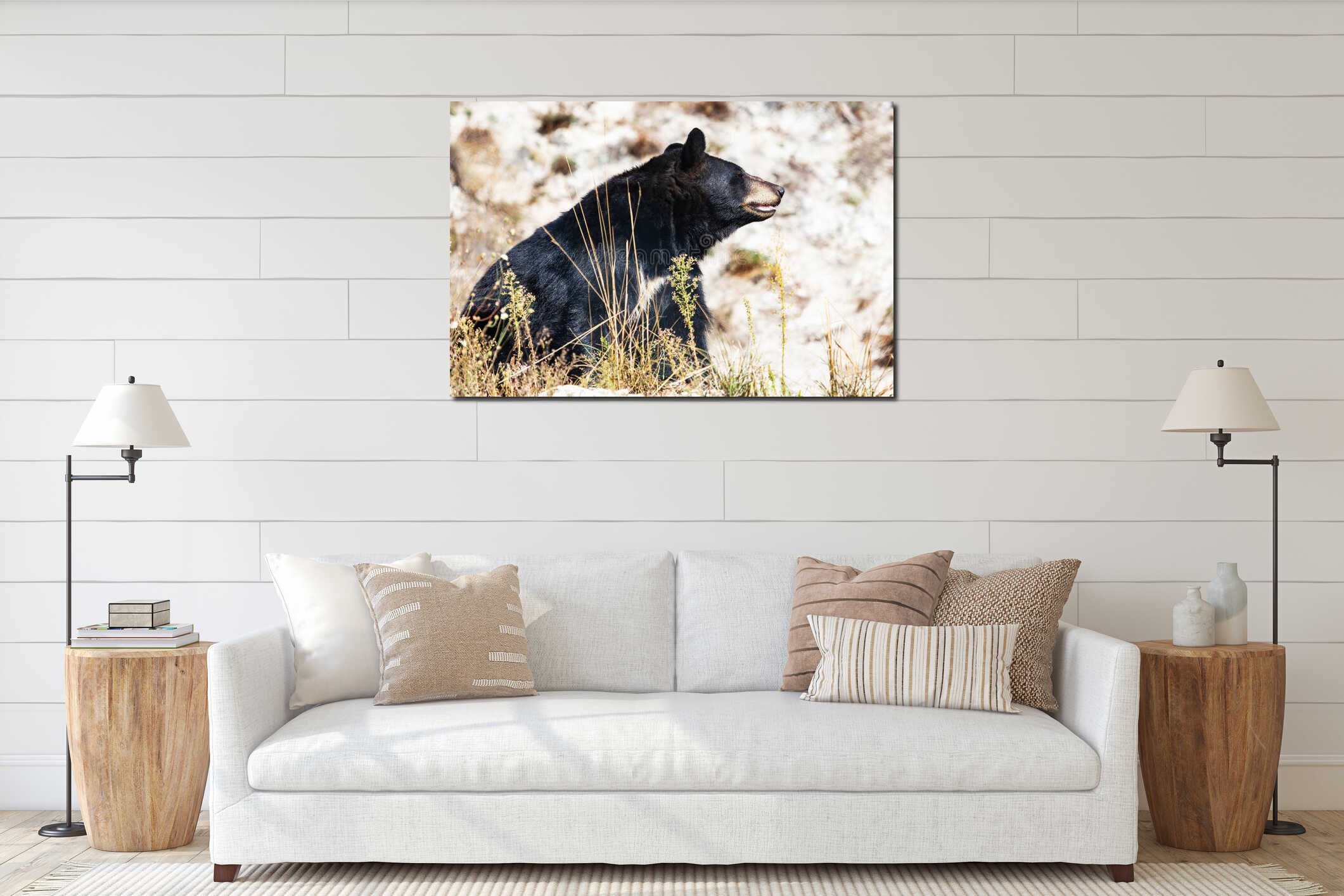 Canvas hanging interior mockup