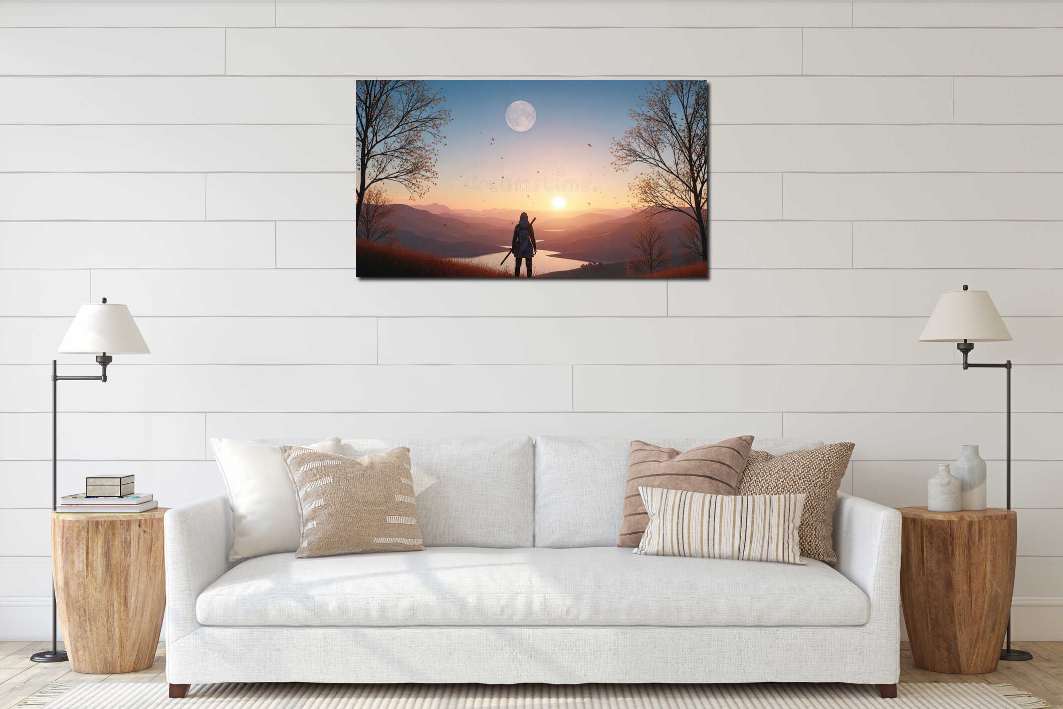 Canvas hanging interior mockup