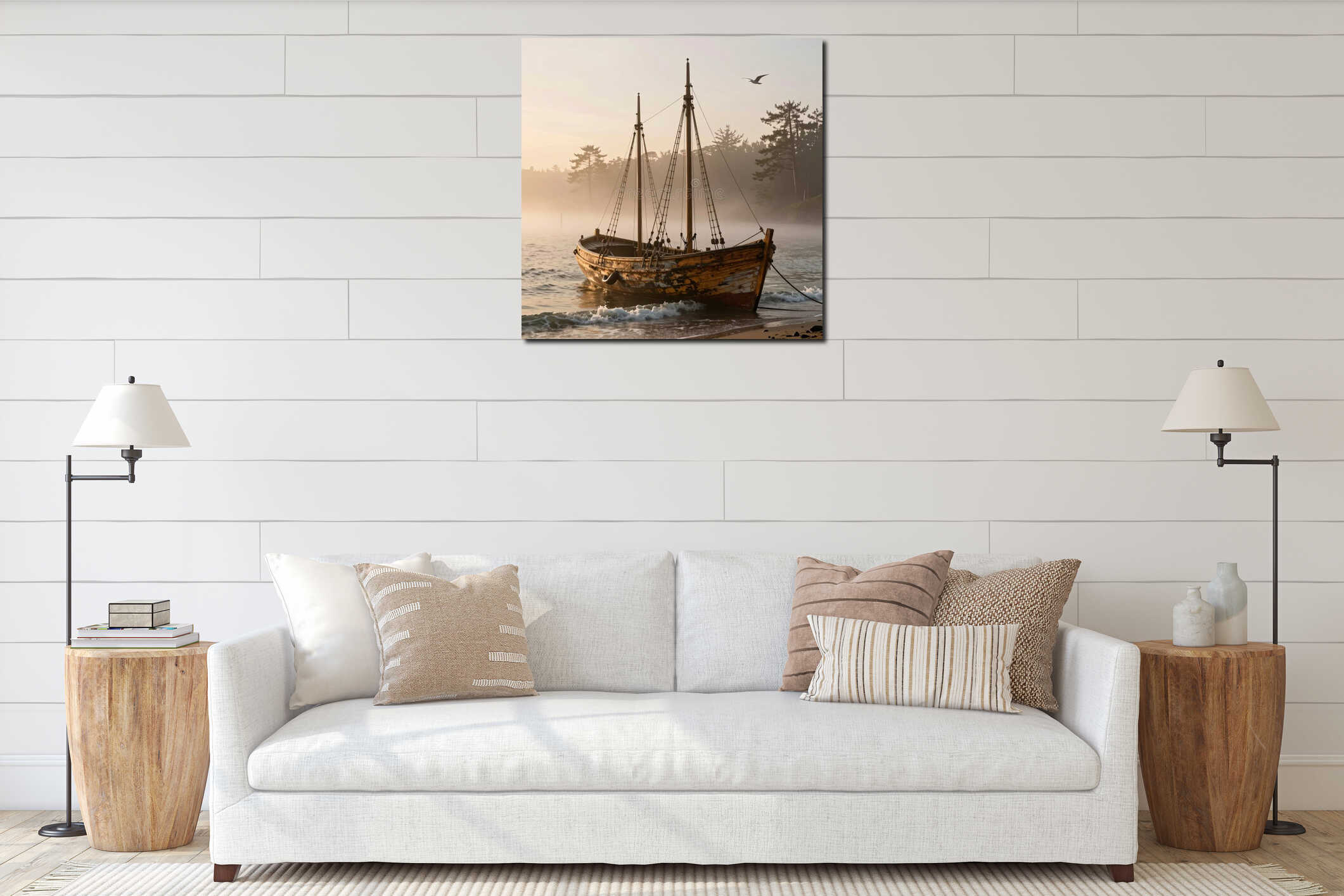 Canvas hanging interior mockup