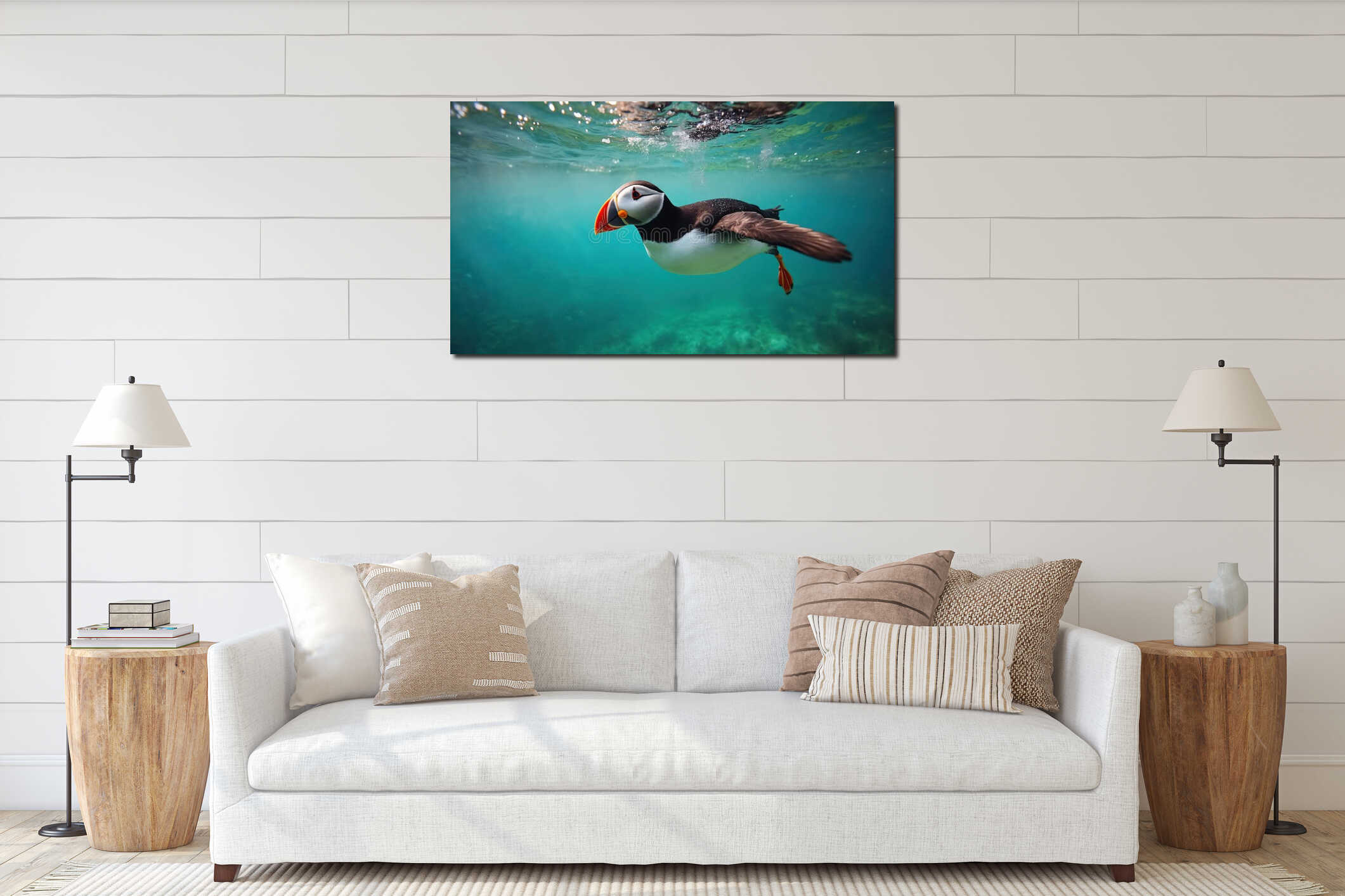 Canvas hanging interior mockup