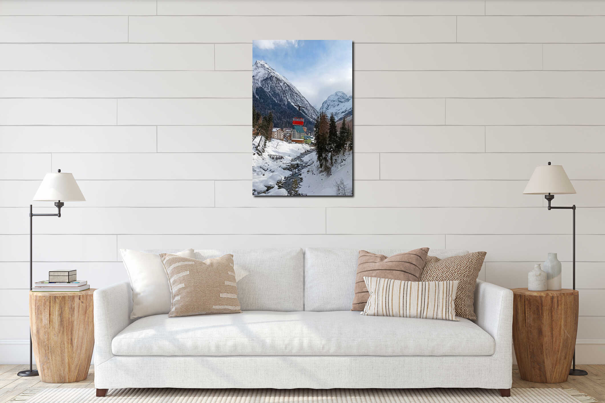 Canvas hanging interior mockup