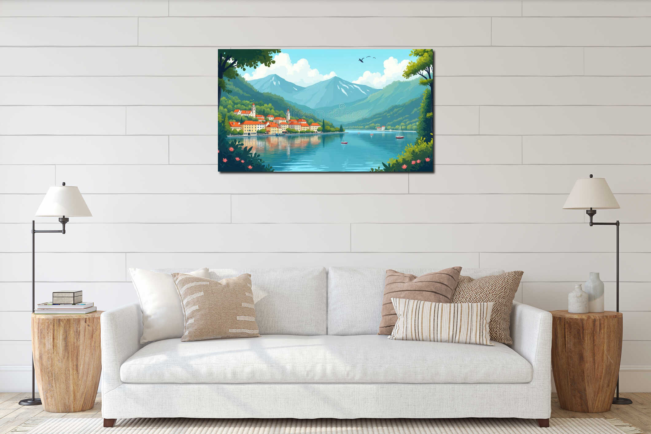 Canvas hanging interior mockup