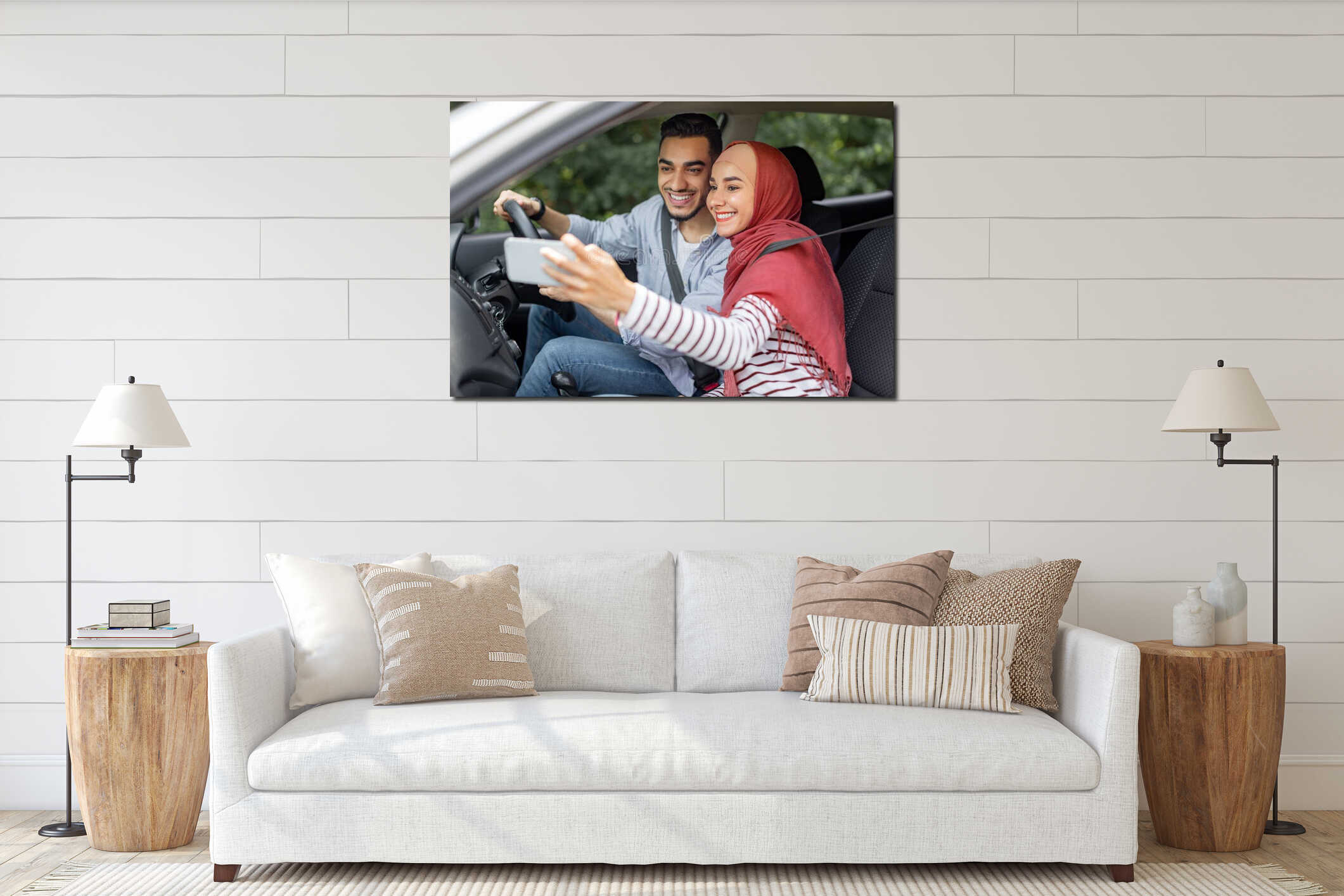 Canvas hanging interior mockup