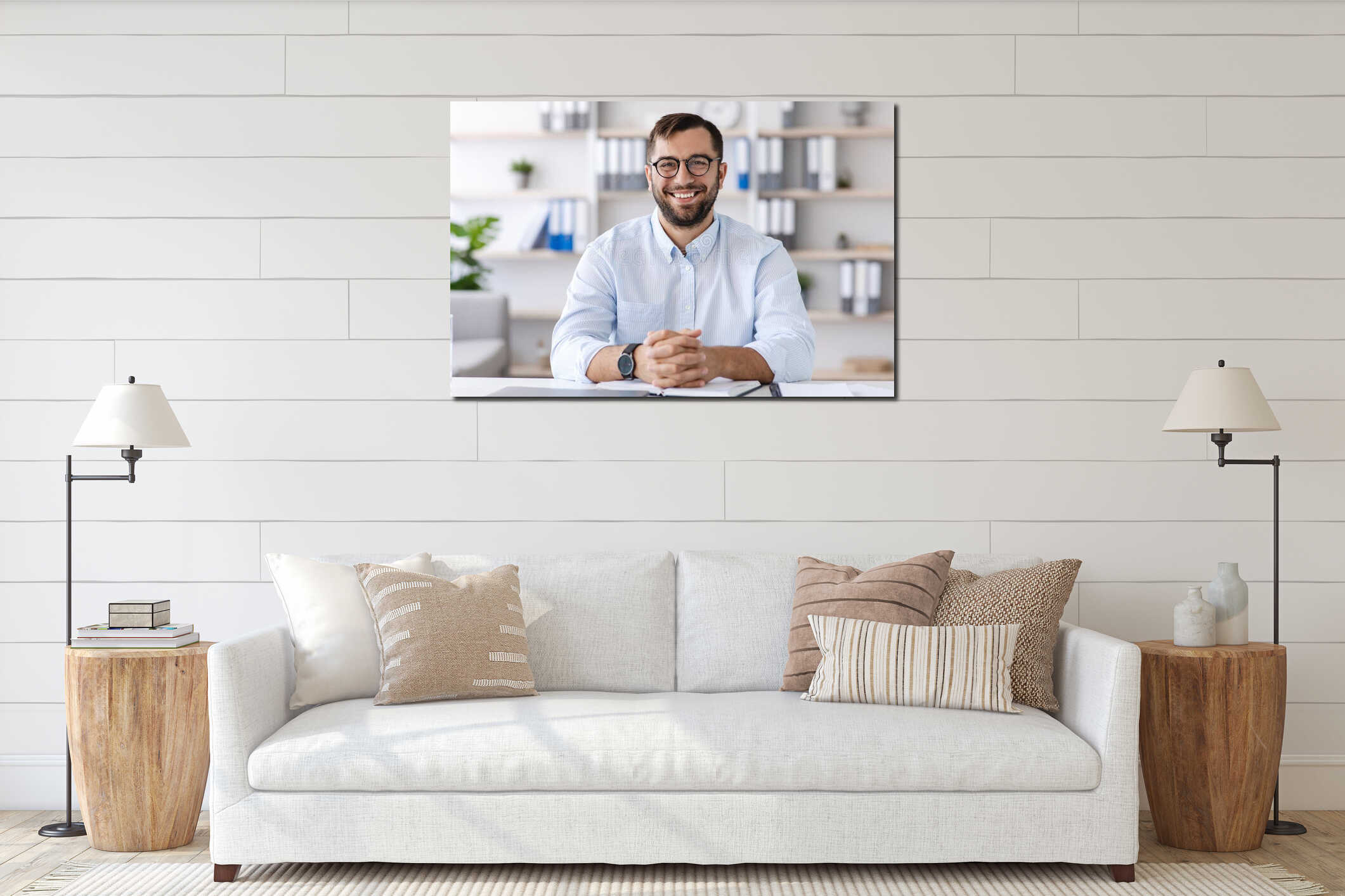 Canvas hanging interior mockup