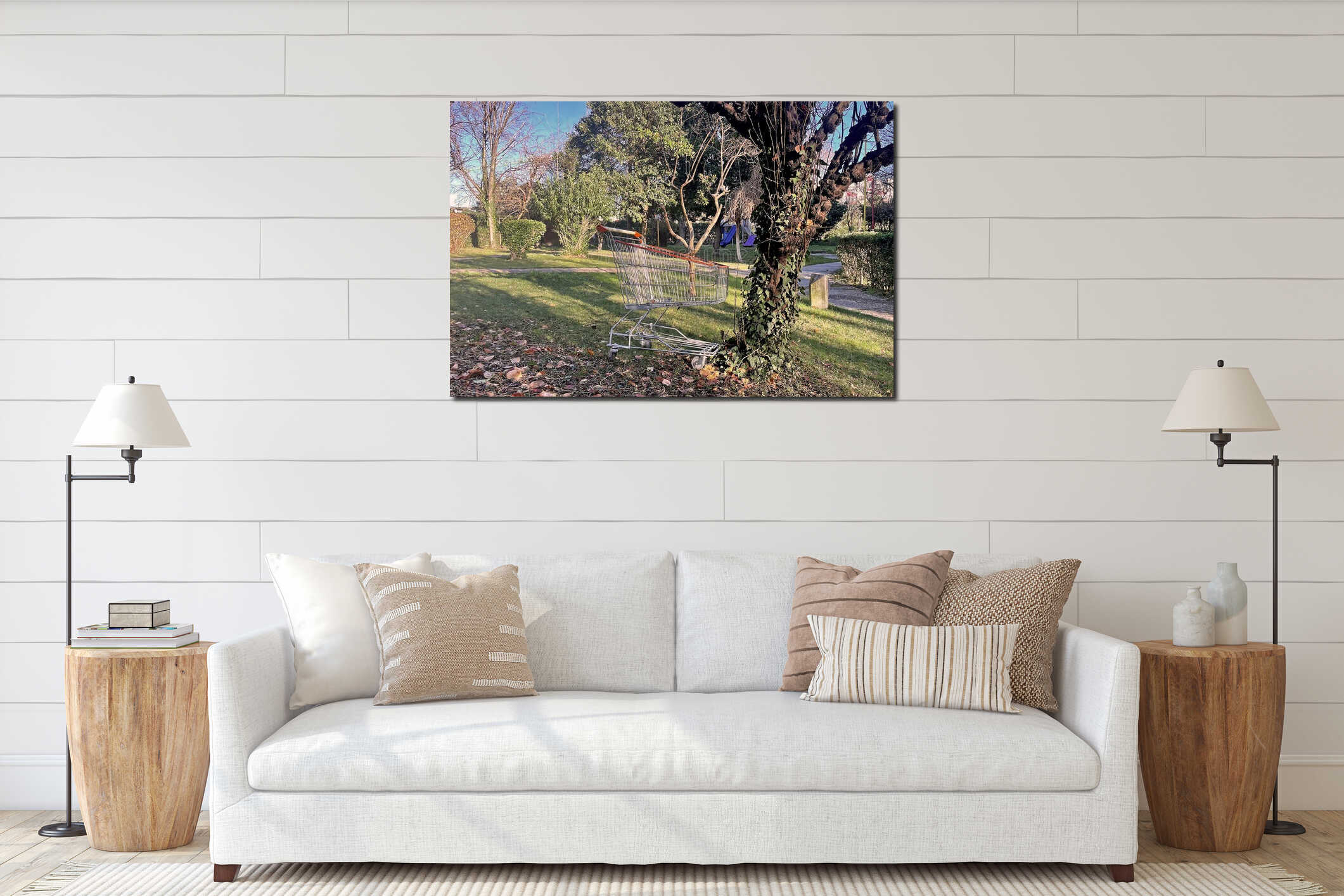 Canvas hanging interior mockup