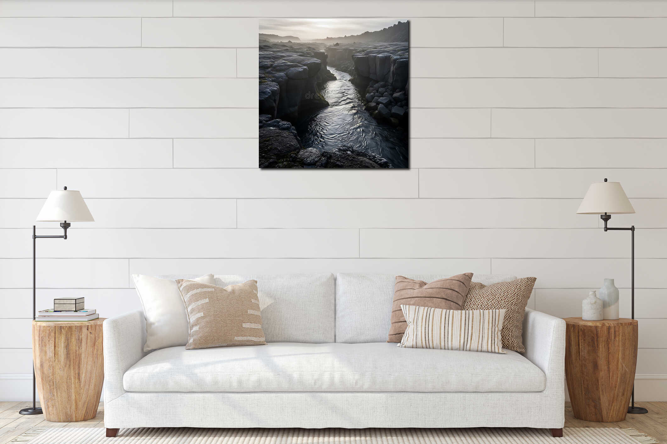 Canvas hanging interior mockup