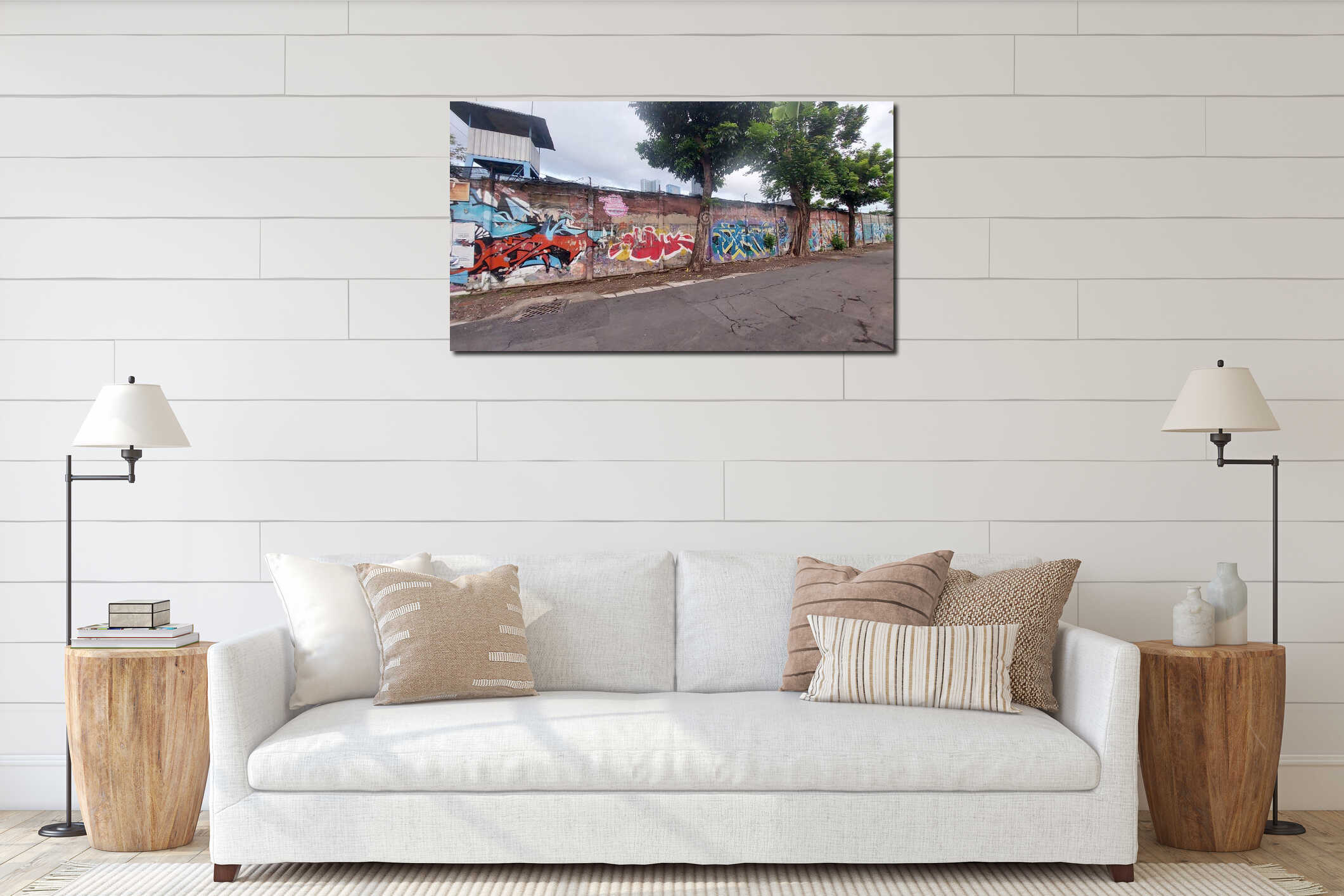 Canvas hanging interior mockup