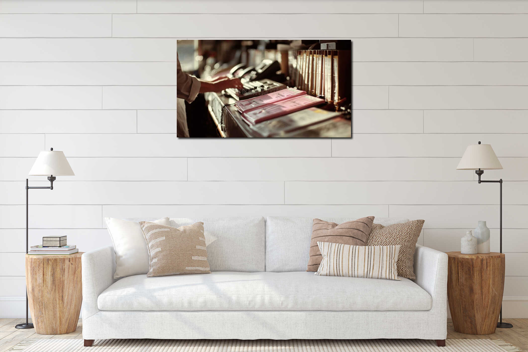 Canvas hanging interior mockup