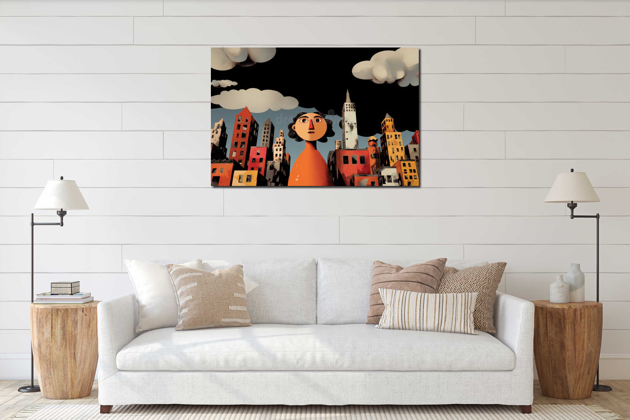 Canvas hanging interior mockup