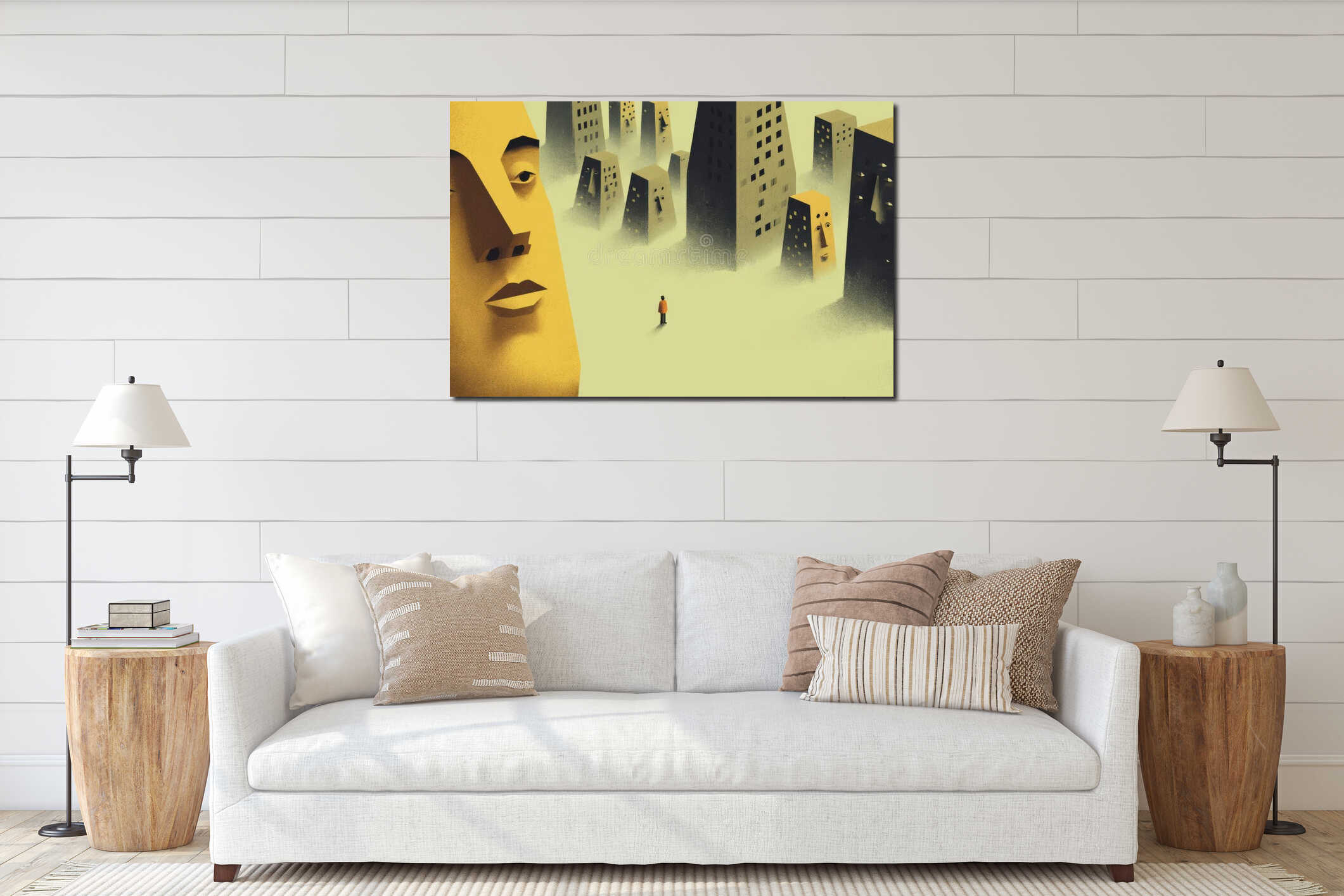 Canvas hanging interior mockup