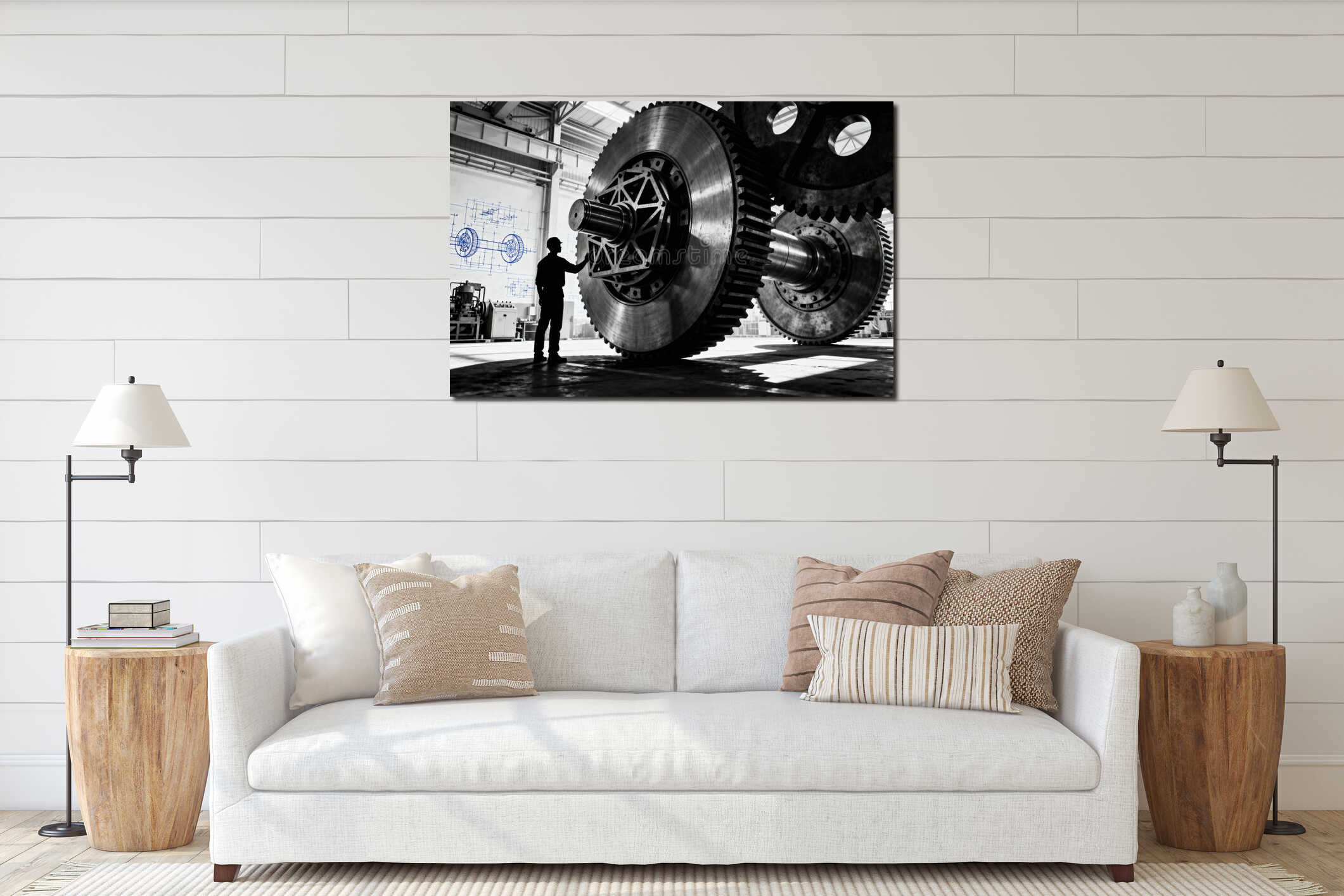 Canvas hanging interior mockup
