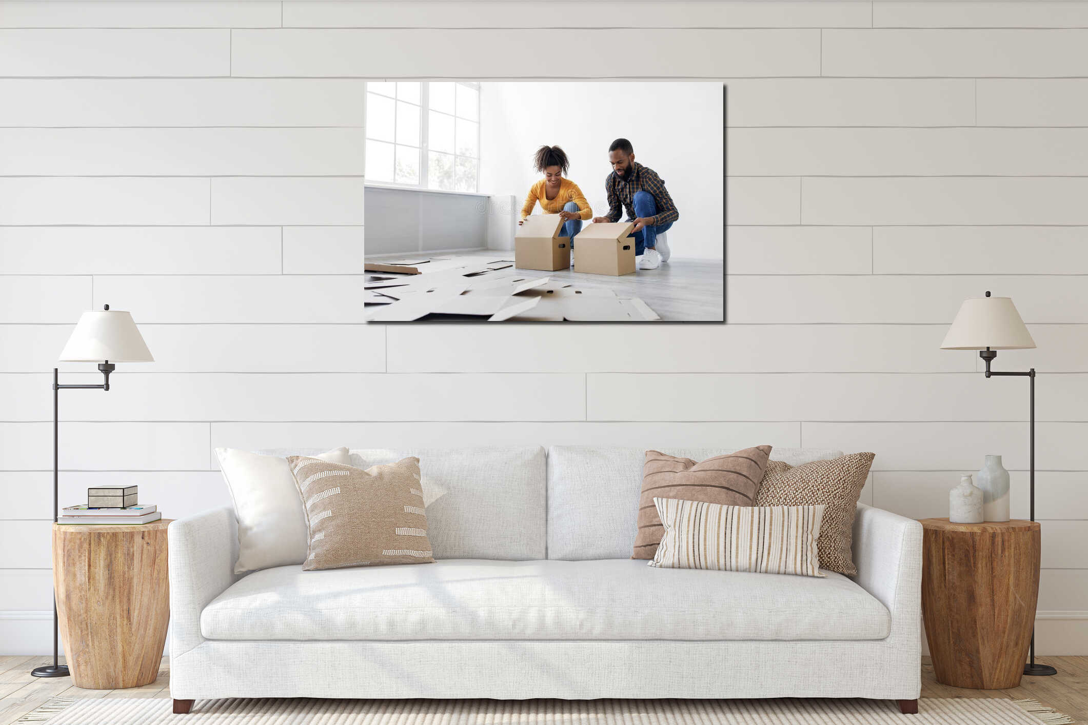 Canvas hanging interior mockup