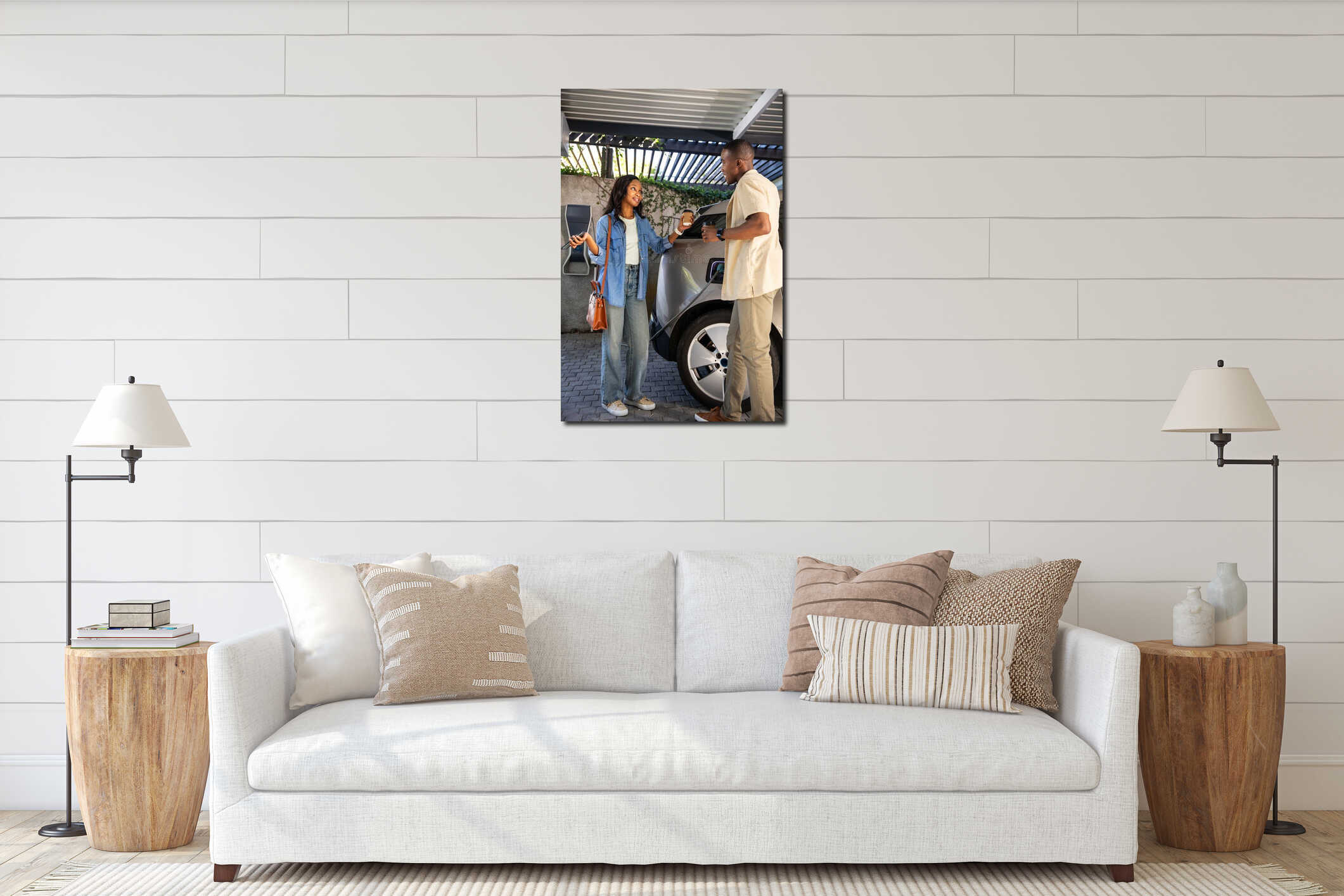 Canvas hanging interior mockup
