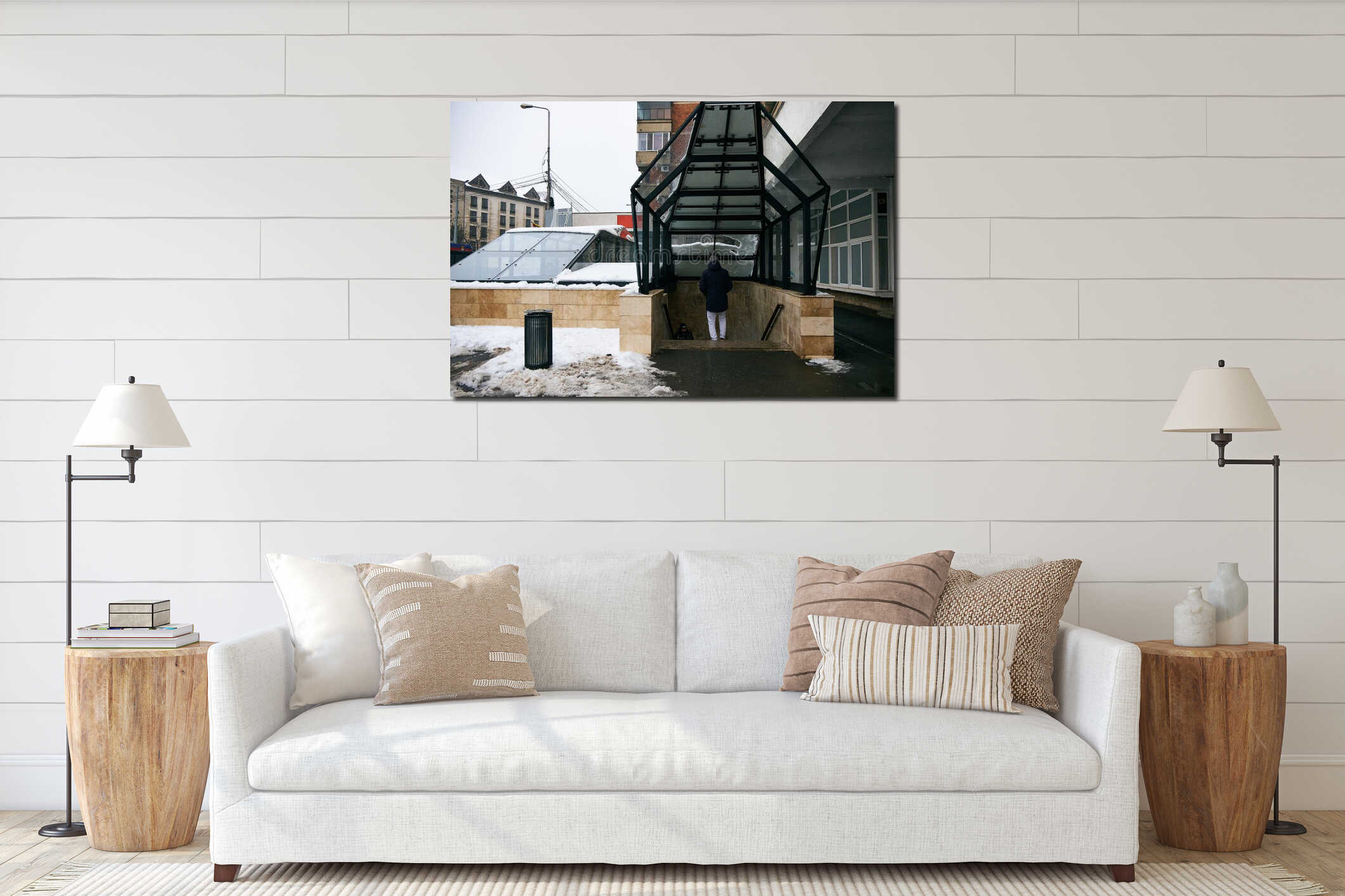 Canvas hanging interior mockup