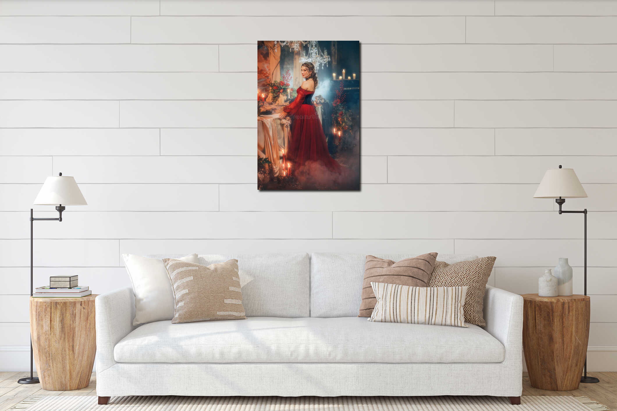 Canvas hanging interior mockup