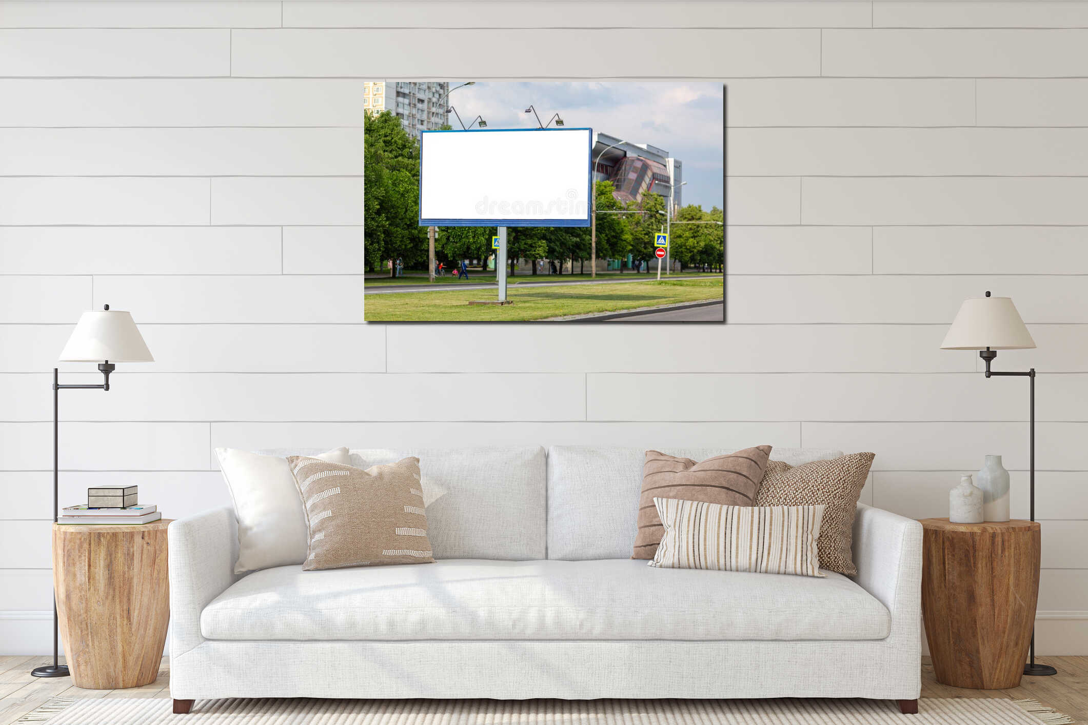 Canvas hanging interior mockup
