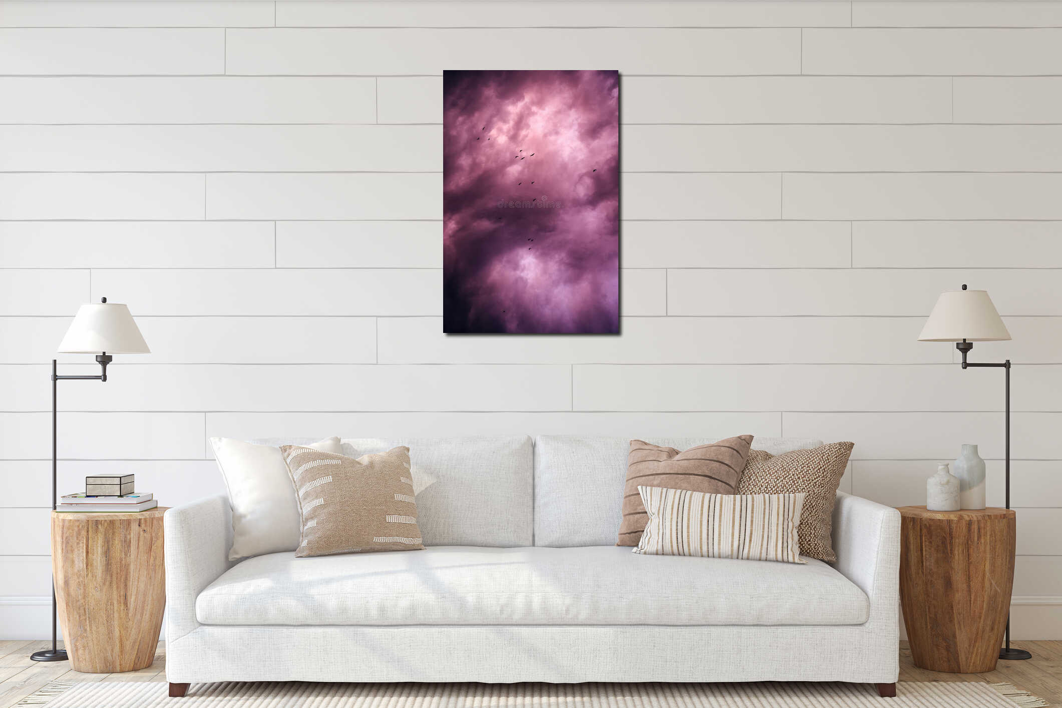Canvas hanging interior mockup