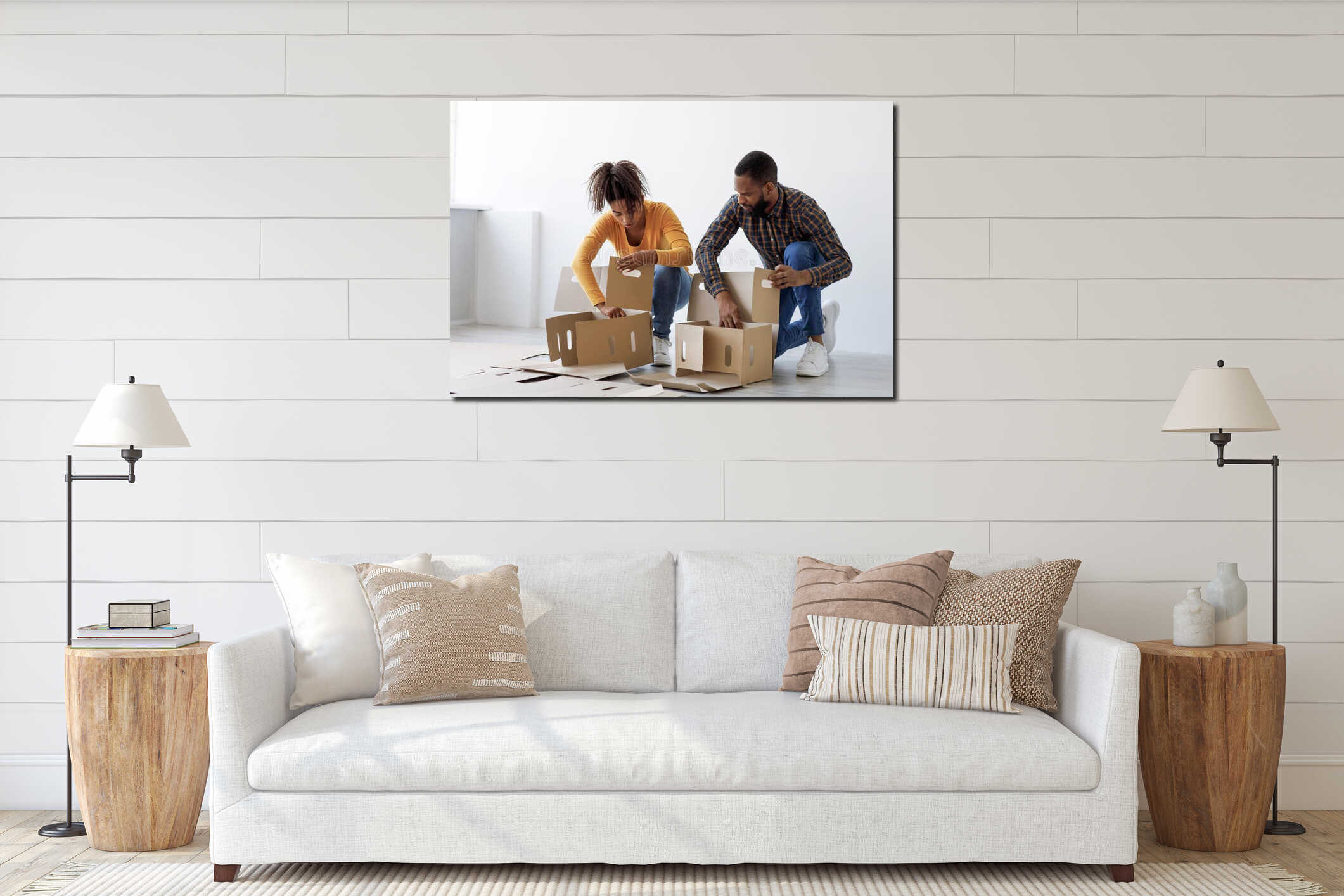 Canvas hanging interior mockup