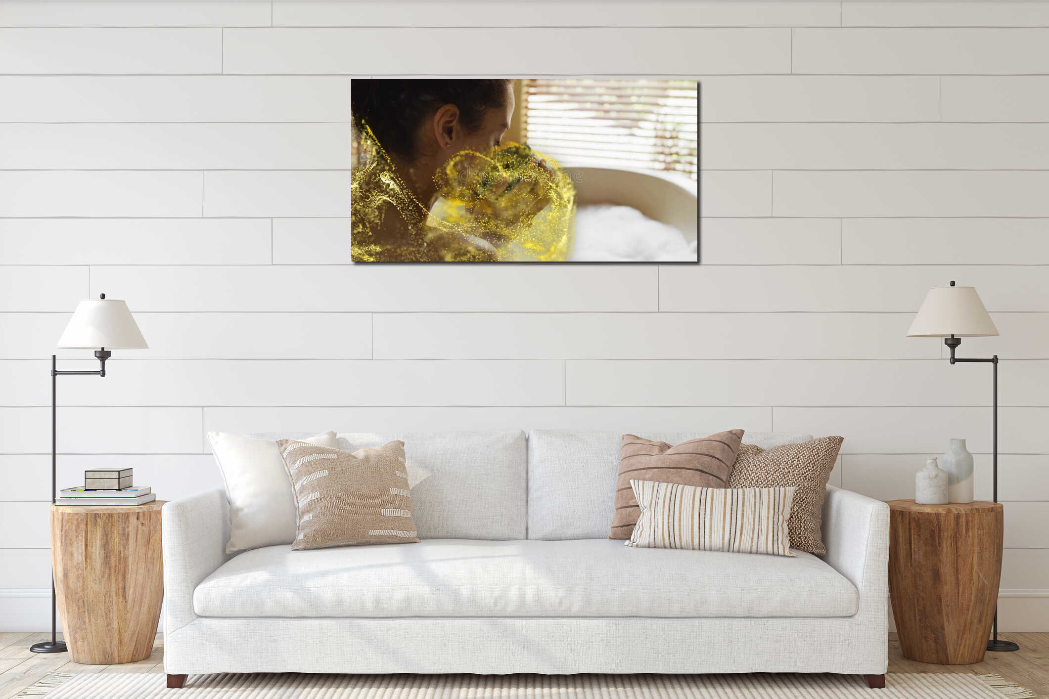 Canvas hanging interior mockup