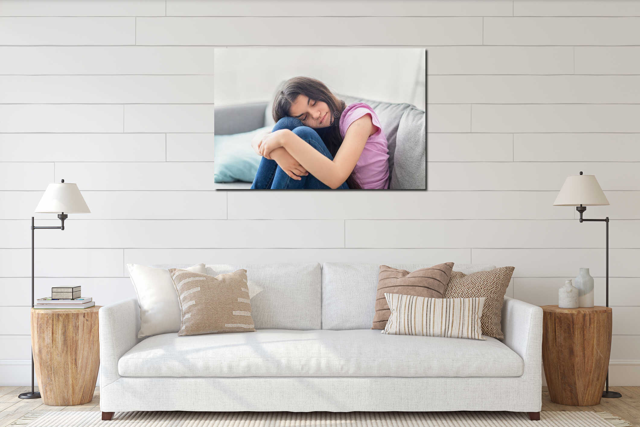 Canvas hanging interior mockup