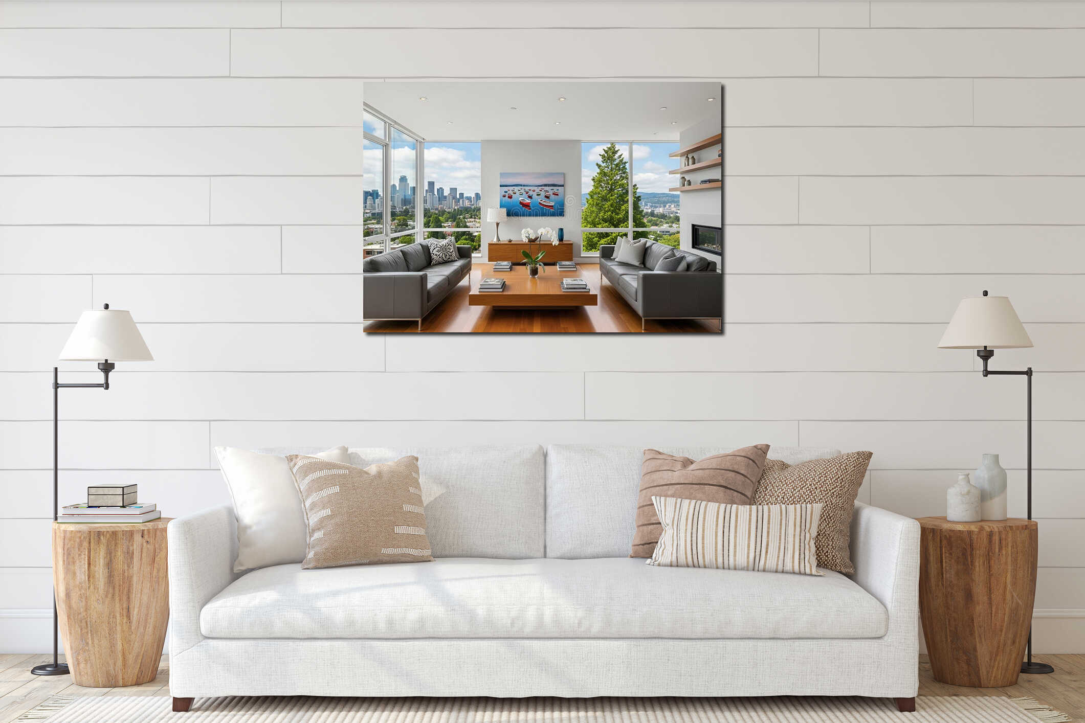 Canvas hanging interior mockup